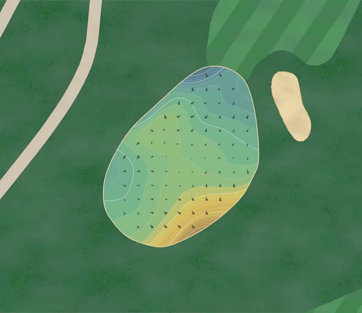 Green contour map of Paradise Valley in Casper, Wyoming — 289 elevation contours at a 3-inch interval with fall-line arrows, traced from 1-meter lidar