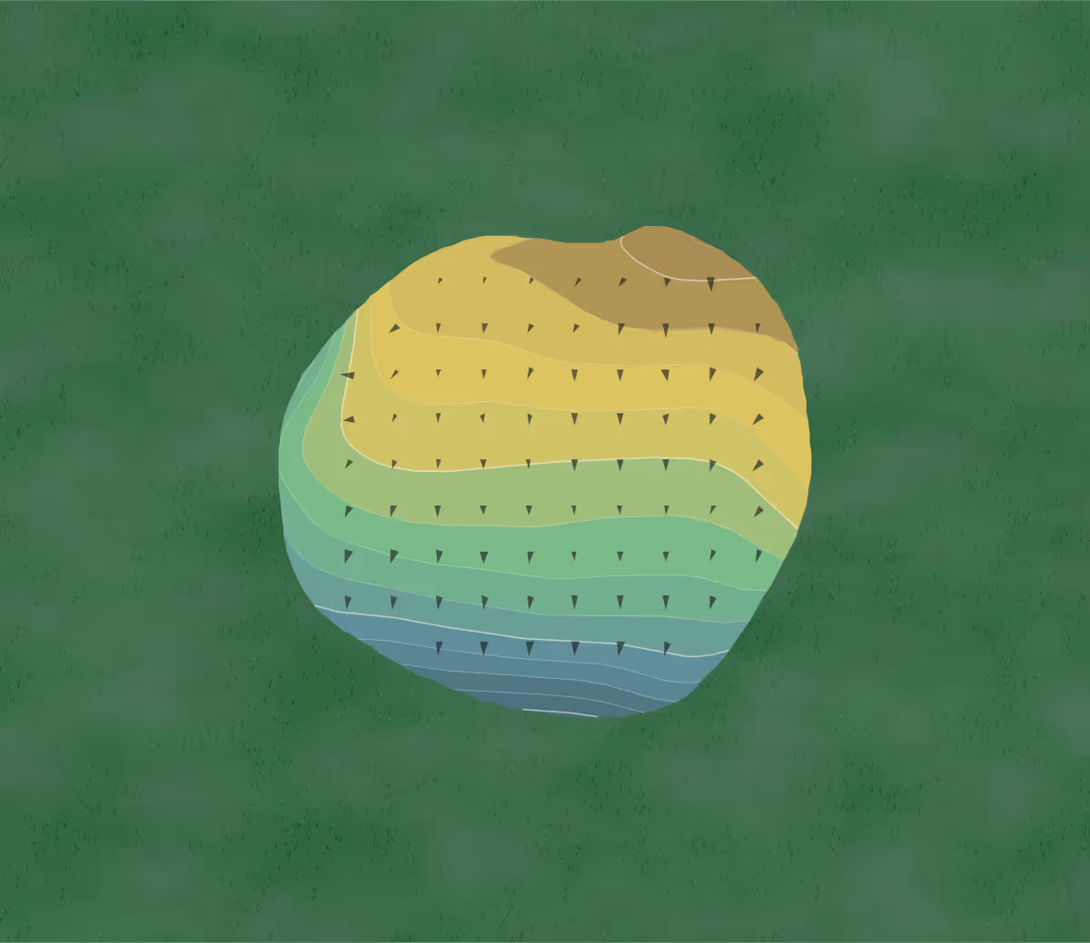 Green contour map of Park Falls in Park Falls, Wisconsin — 80 elevation contours at a 3-inch interval with fall-line arrows, traced from 1-meter lidar