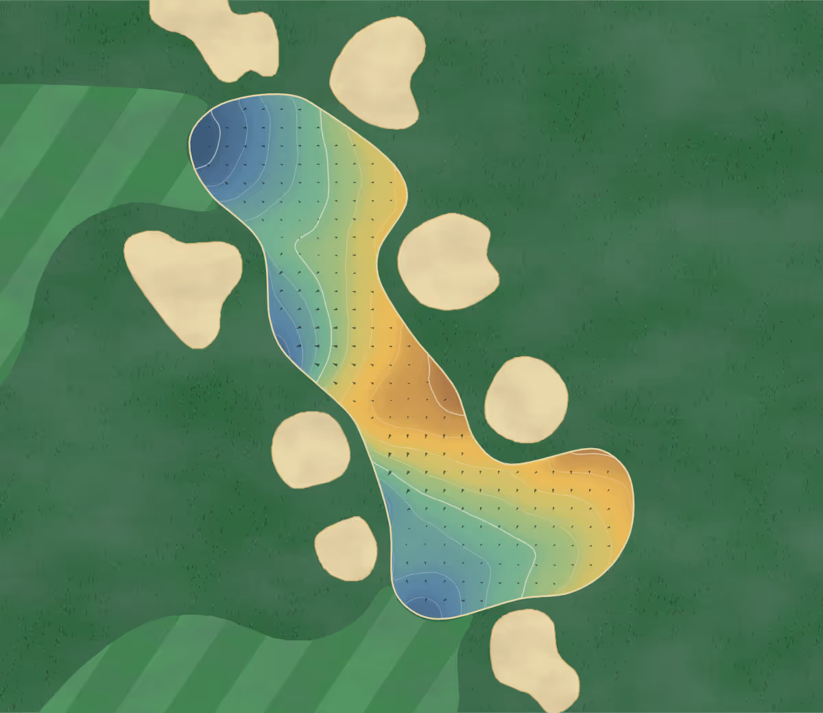 Green contour map of Park Meadows in Park City, Utah — 144 elevation contours at a 3-inch interval with fall-line arrows, traced from 1-meter lidar