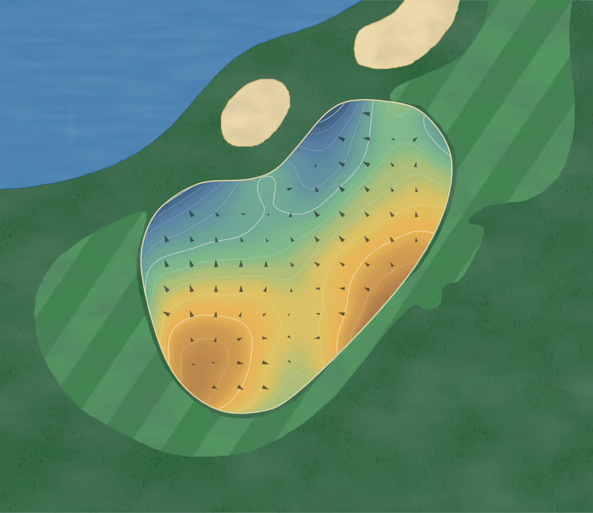 Green contour map of Parkland in Parkland, Florida: 159 elevation contours at a 3-inch interval with fall-line arrows, traced from 1-meter lidar