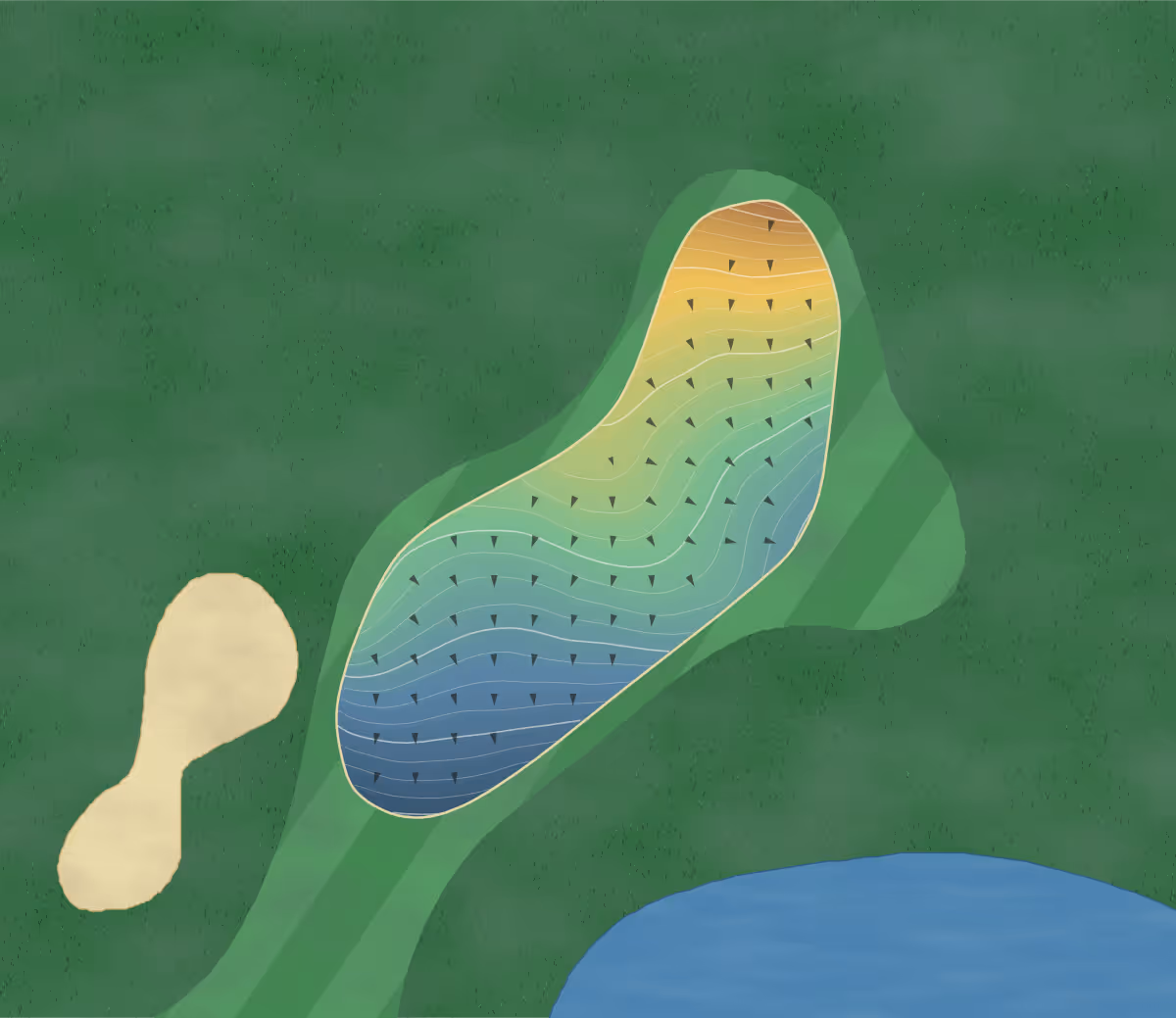Green contour map of Parry Sound in Parry Sound, Canada — 240 elevation contours at a 8-centimeter interval with fall-line arrows, traced from 1-meter lidar