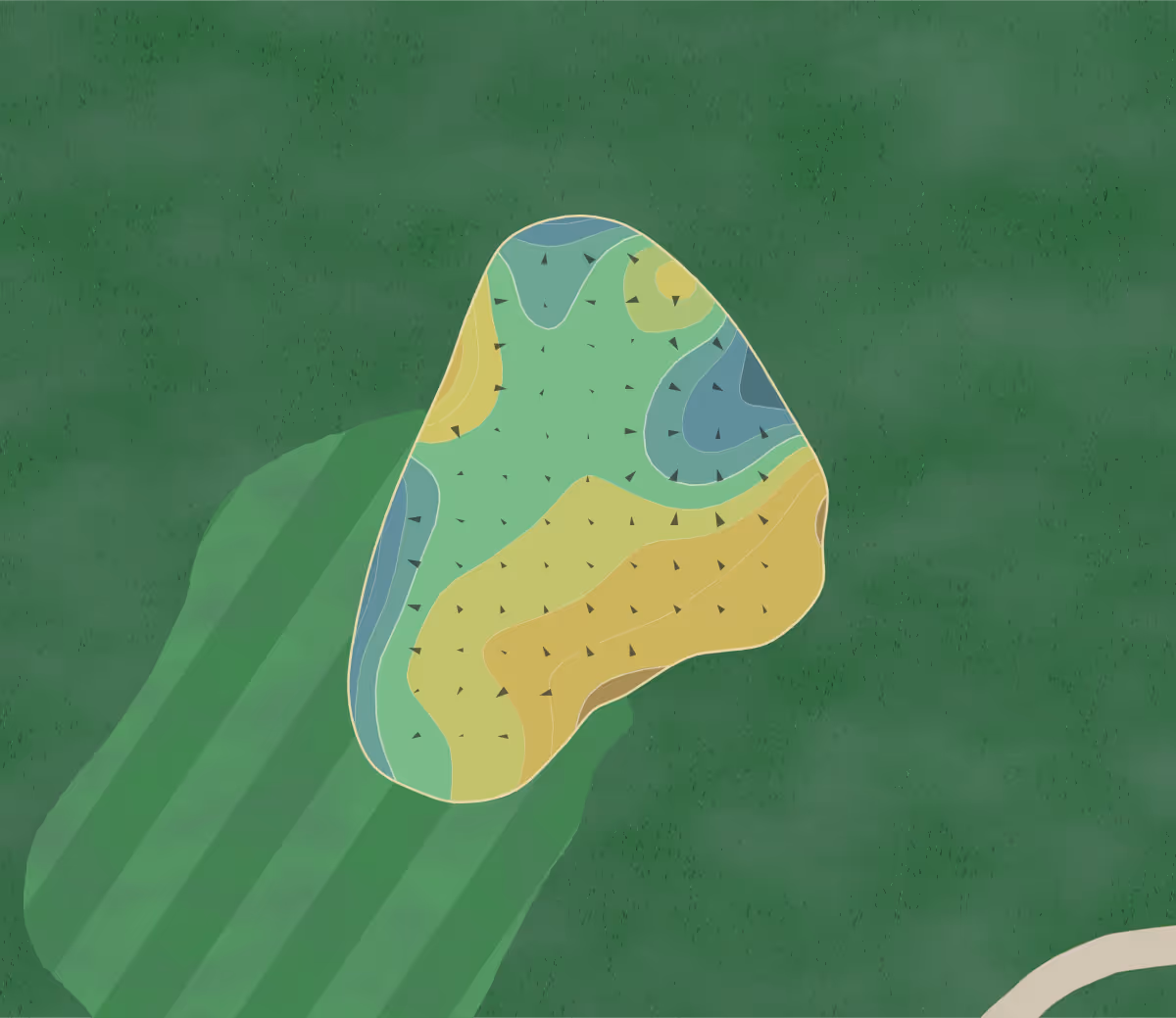 Green contour map of Partridge Run in Canton, New York — 90 elevation contours at a 3-inch interval with fall-line arrows, traced from 1-meter lidar