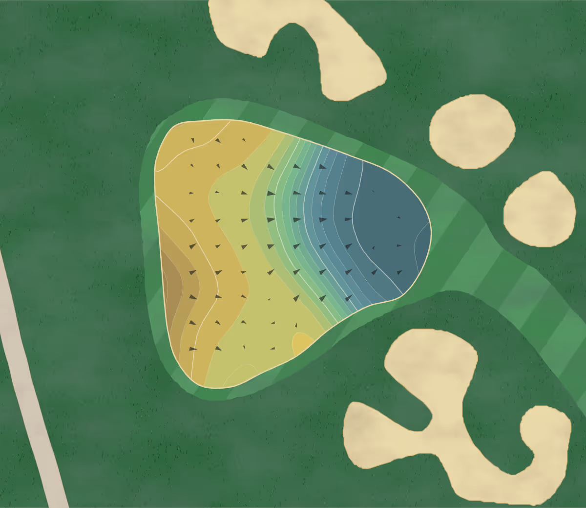 Green contour map of Patriot Hills in Stony Point, New York — 271 elevation contours at a 3-inch interval with fall-line arrows, traced from 1-meter lidar