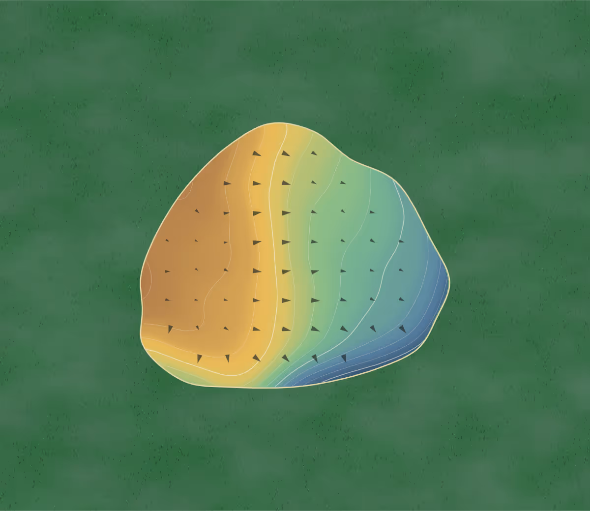 Green contour map of Pauls Valley Municipal in Pauls Valley, Oklahoma — 49 elevation contours at a 3-inch interval with fall-line arrows, traced from 1-meter lidar