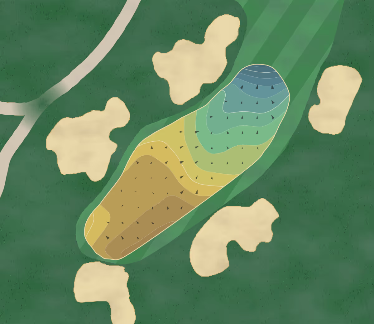 Green contour map of Pauma Valley in Pauma Valley, California — 35 elevation contours at a 3-inch interval with fall-line arrows, traced from 1-meter lidar