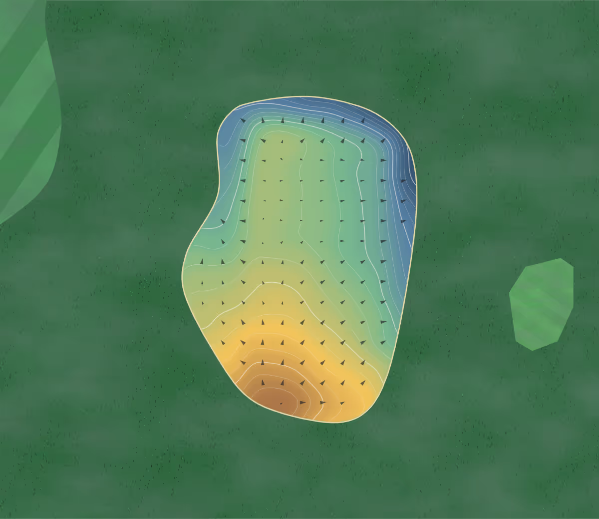 Green contour map of Peace Pipe in Denville, New Jersey — 186 elevation contours at a 3-inch interval with fall-line arrows, traced from 1-meter lidar