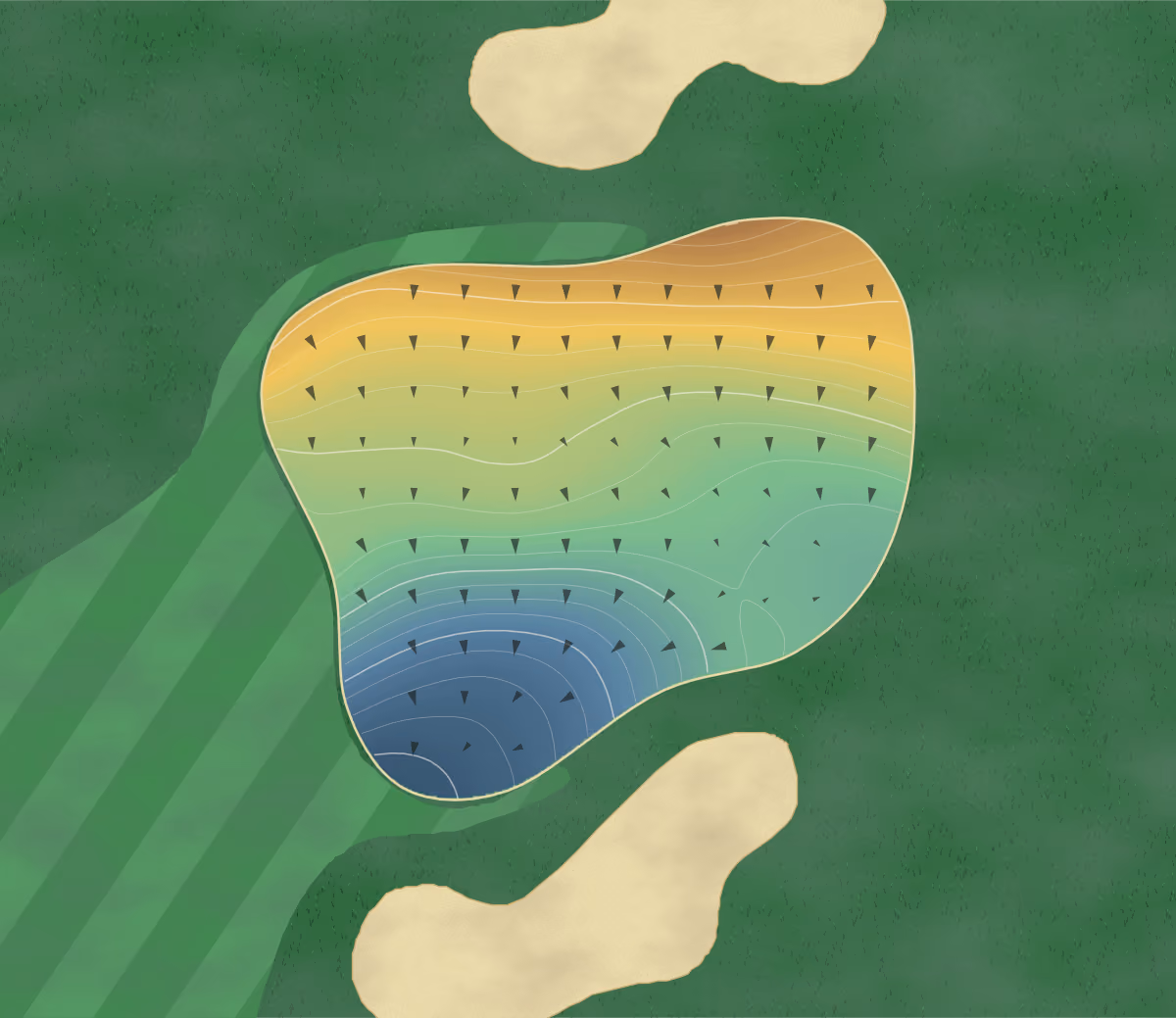 Green contour map of Pebble Creek in Taylors, South Carolina: 84 elevation contours at a 3-inch interval with fall-line arrows, traced from 1-meter lidar