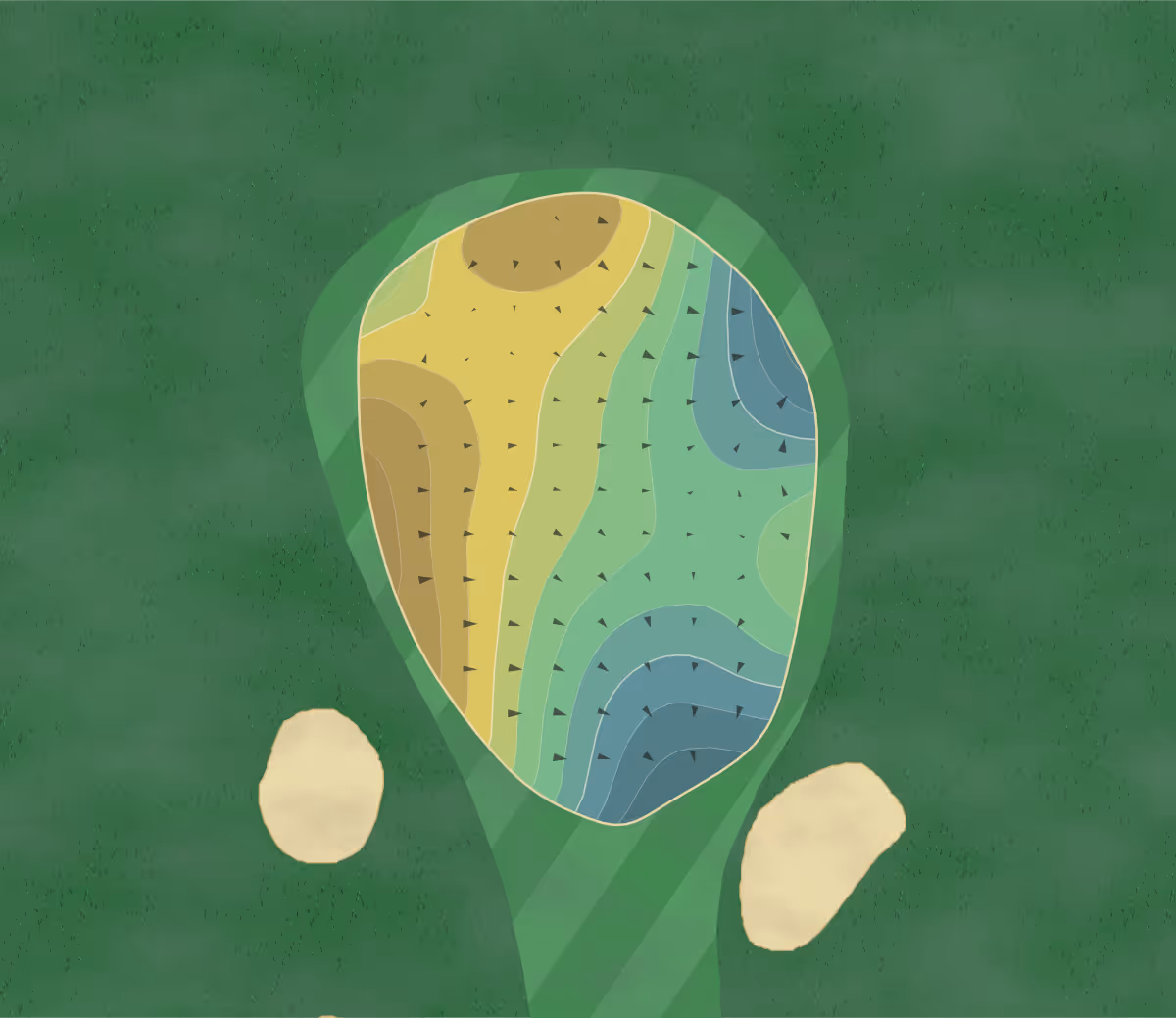 Green contour map of Pebblebrook in Sun City West, Arizona — 216 elevation contours at a 3-inch interval with fall-line arrows, traced from 1-meter lidar