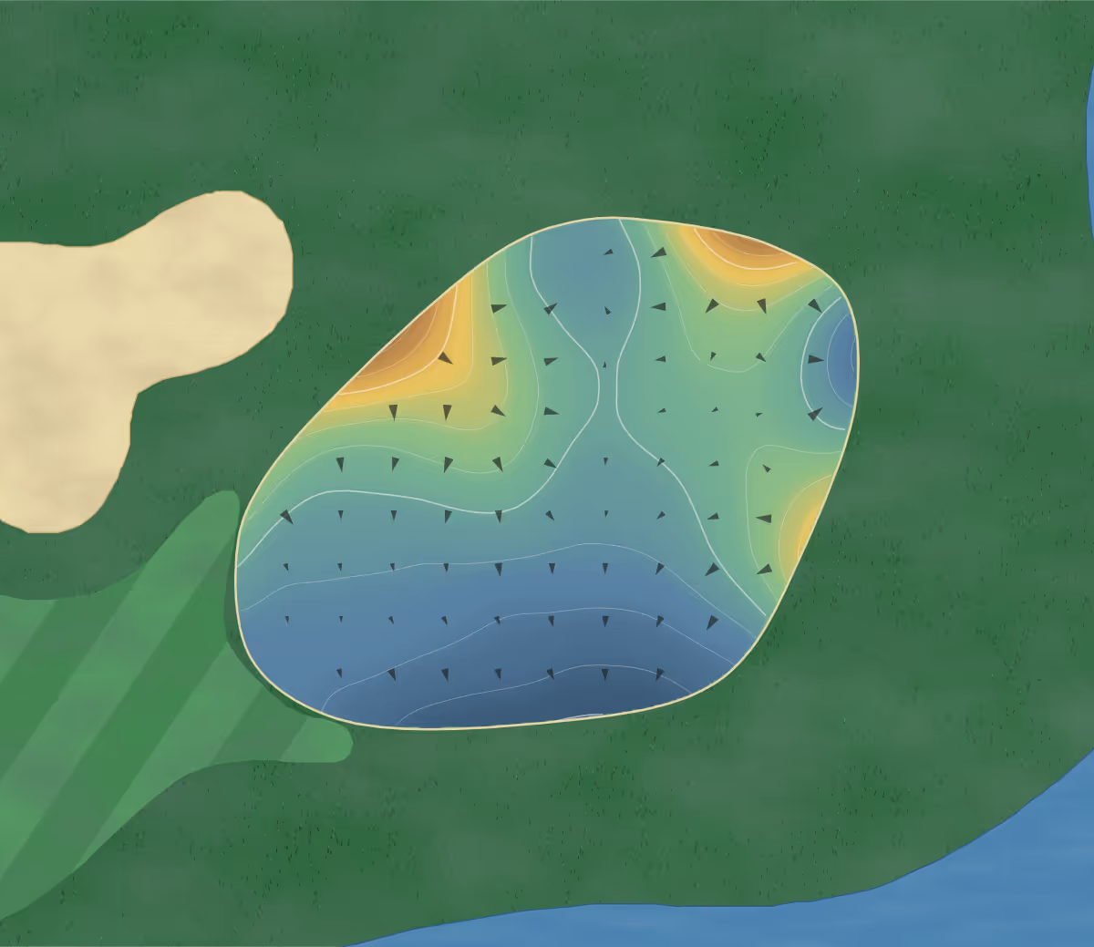 Green contour map of Pecan Plantation in Granbury, Texas — 185 elevation contours at a 3-inch interval with fall-line arrows, traced from 1-meter lidar
