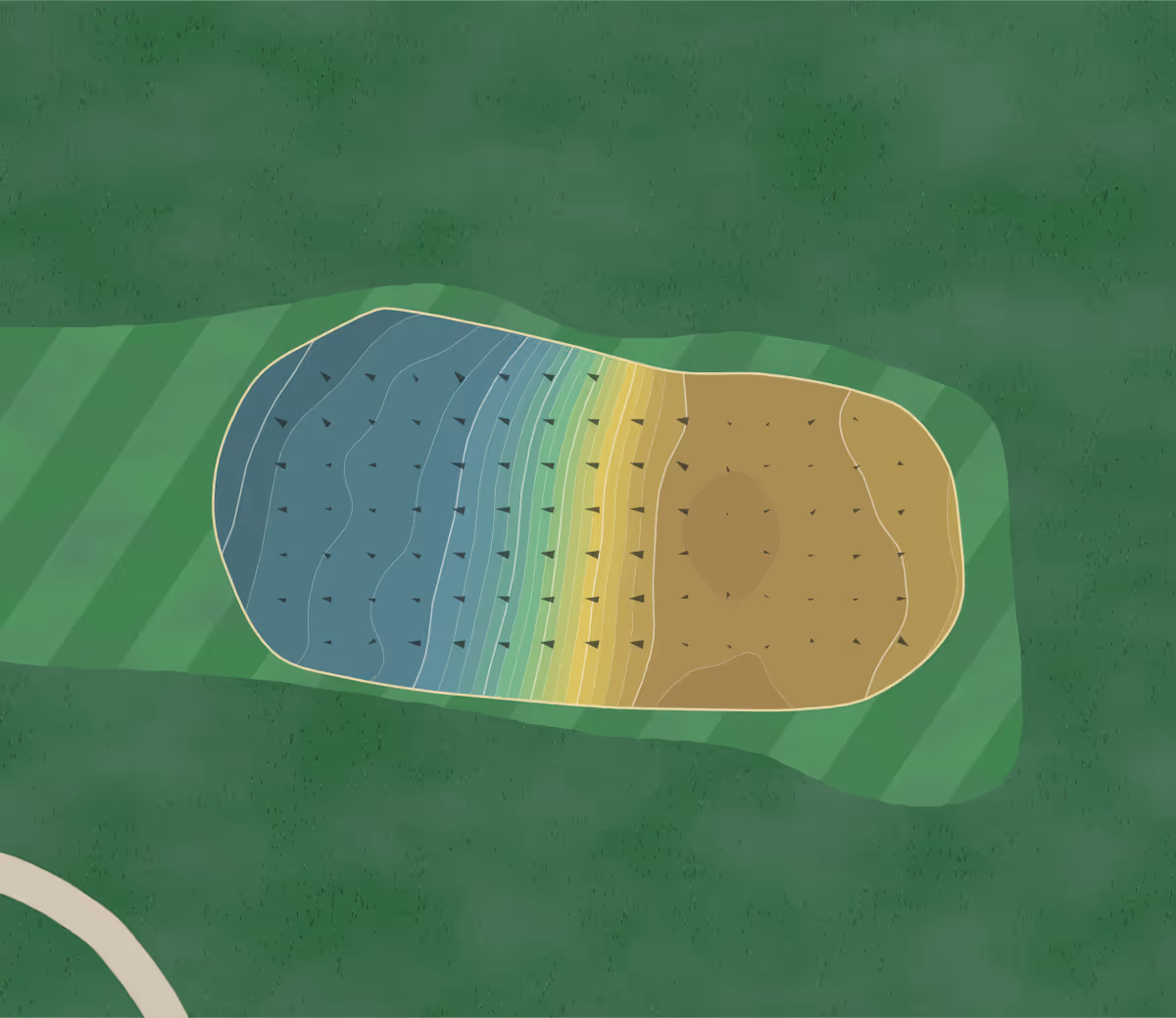 Green contour map of Pelham & Split Rock in Bronx, New York — 123 elevation contours at a 3-inch interval with fall-line arrows, traced from 1-meter lidar