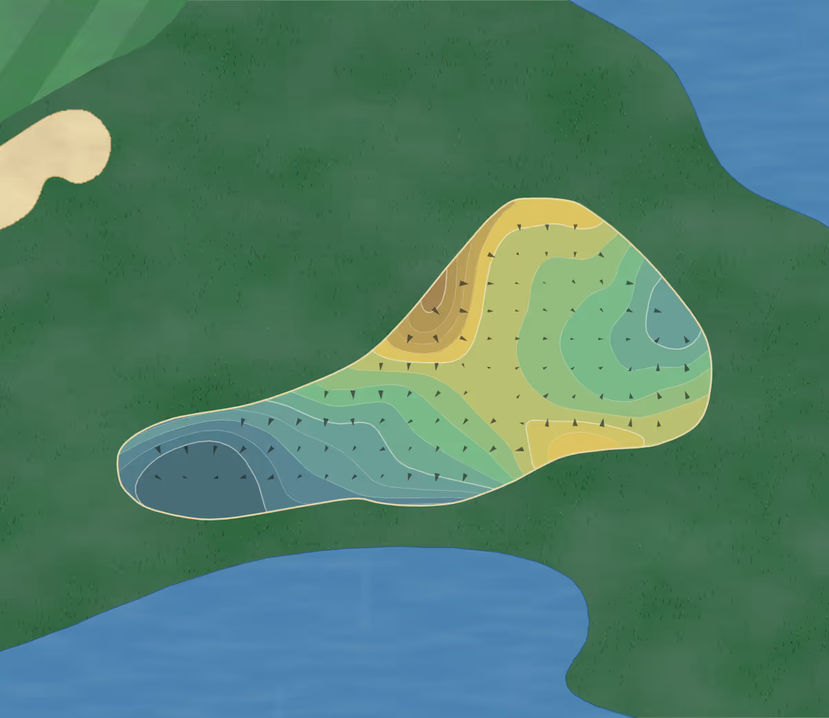 Green contour map of Pembroke Lakes in Pembroke Pines, Florida — 200 elevation contours at a 3-inch interval with fall-line arrows, traced from 1-meter lidar
