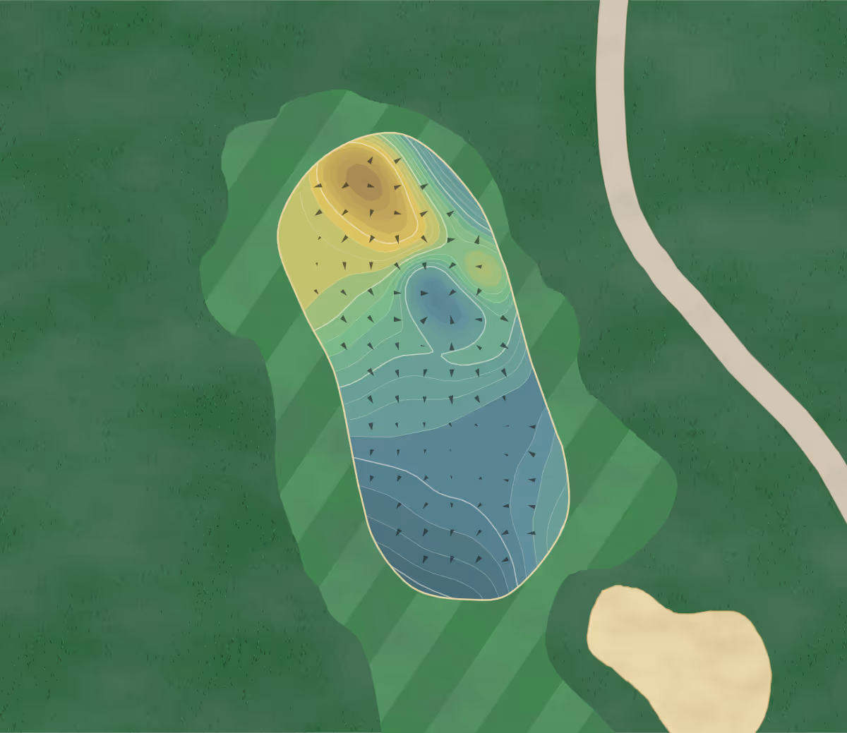 Green contour map of Pembroke Pines in Pembroke, New Hampshire — 277 elevation contours at a 3-inch interval with fall-line arrows, traced from 1-meter lidar