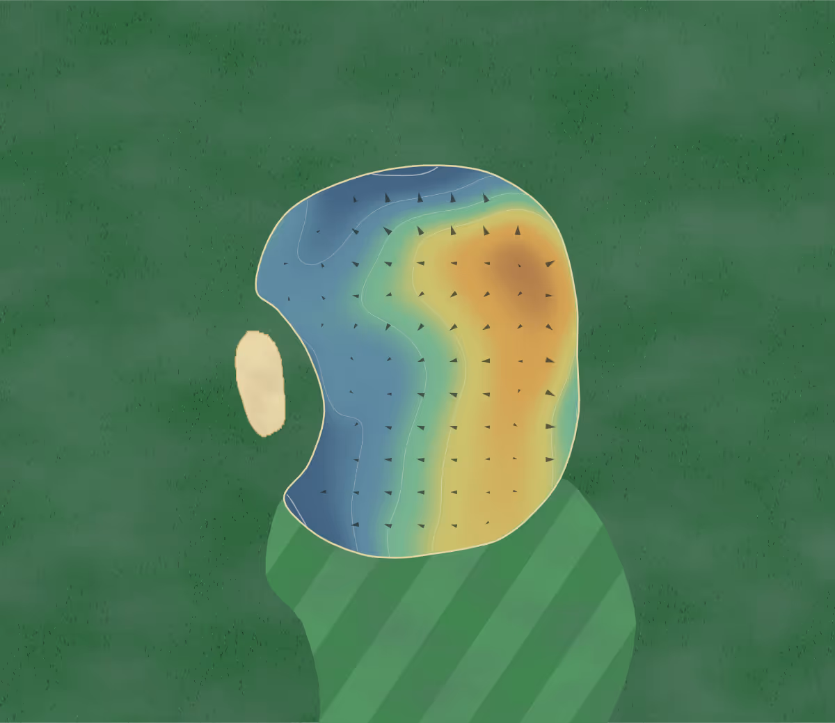 Green contour map of Peninsula Gc in Long Beach, Washington — 40 elevation contours at a 3-inch interval with fall-line arrows, traced from 1-meter lidar