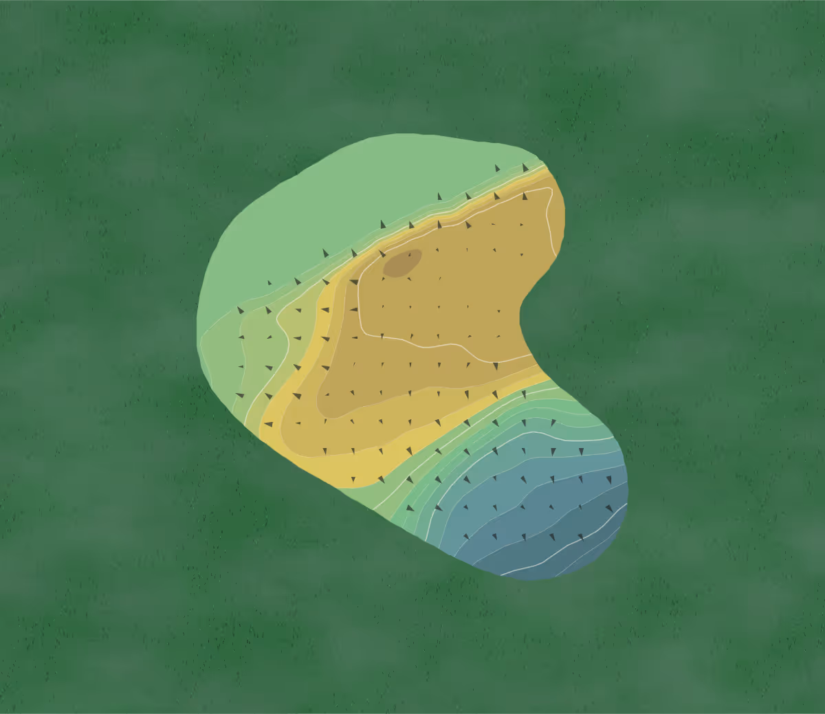 Green contour map of Penn Oaks in West Chester, Pennsylvania — 81 elevation contours at a 3-inch interval with fall-line arrows, traced from 1-meter lidar