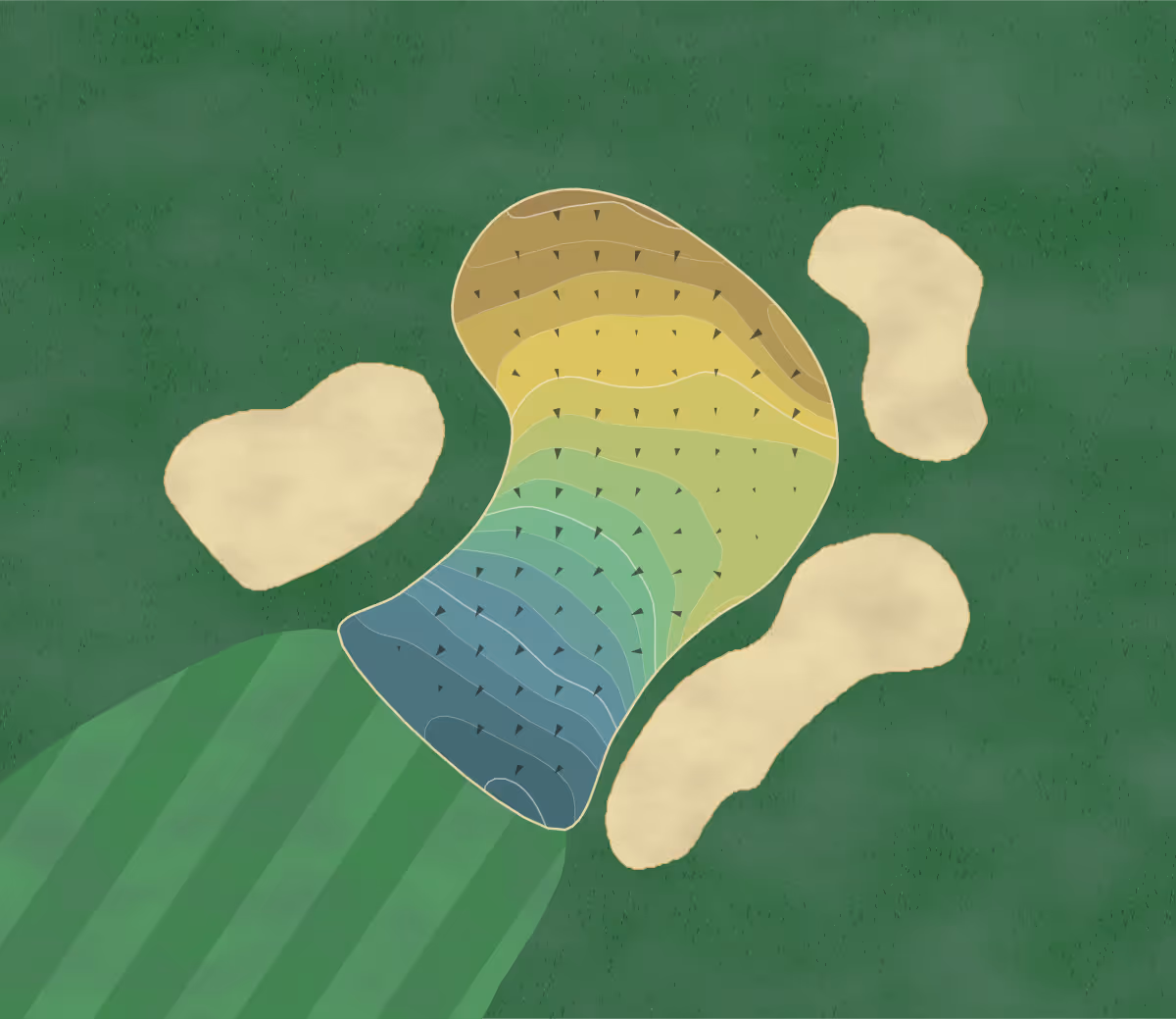 Green contour map of Penn State in State College, Pennsylvania — 256 elevation contours at a 3-inch interval with fall-line arrows, traced from 1-meter lidar