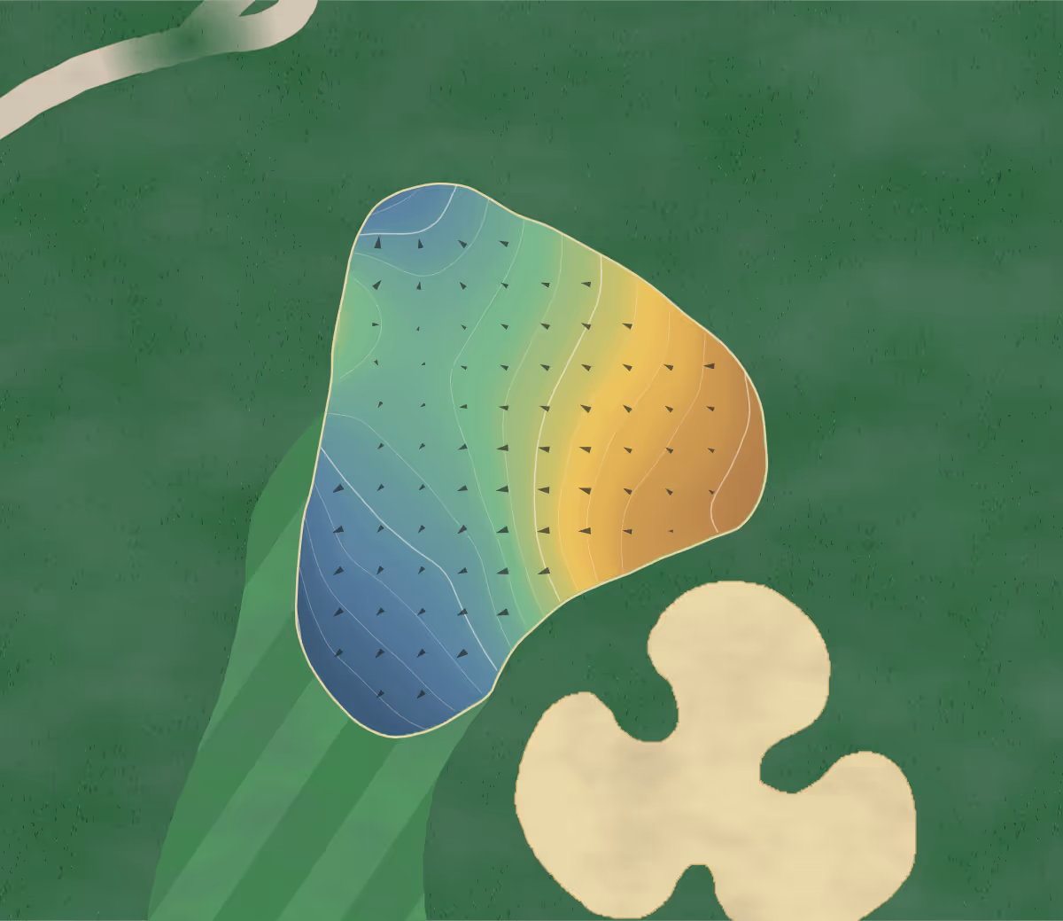 Green contour map of Peoria Ridge in Miami, Oklahoma: 188 elevation contours at a 3-inch interval with fall-line arrows, traced from 1-meter lidar