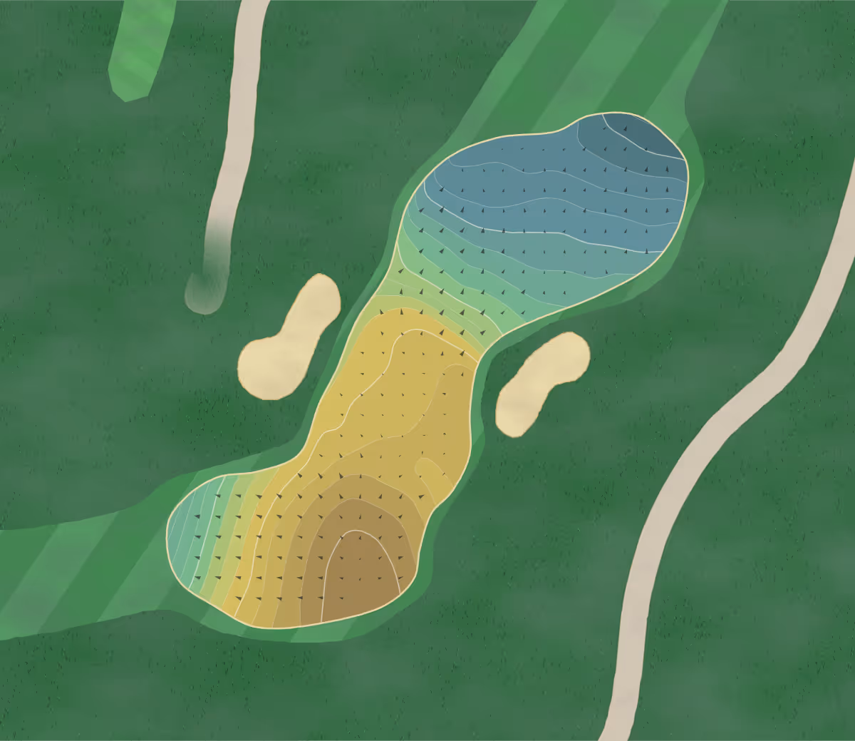 Green contour map of Perham Lakeside in Perham, Minnesota — 191 elevation contours at a 3-inch interval with fall-line arrows, traced from 1-meter lidar