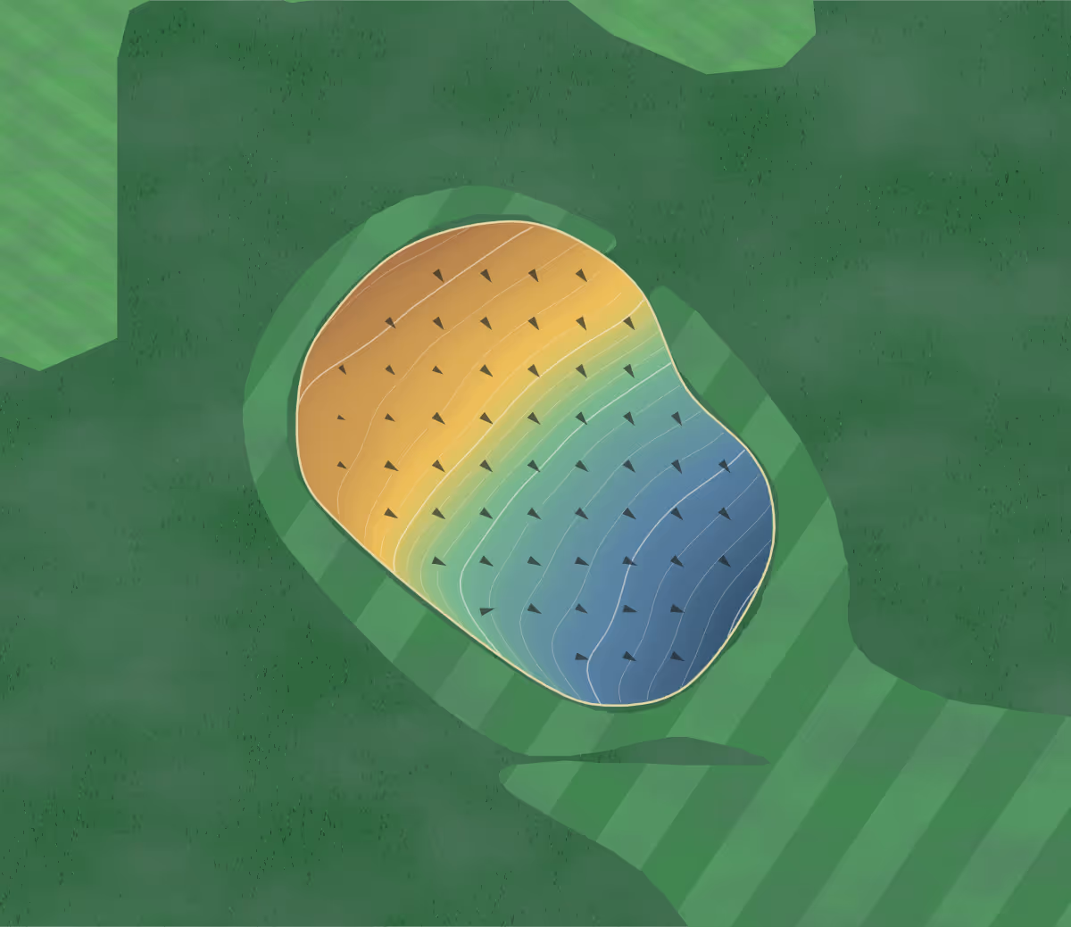Green contour map of Perry in Ozawkie, Kansas: 108 elevation contours at a 3-inch interval with fall-line arrows, traced from 1-meter lidar