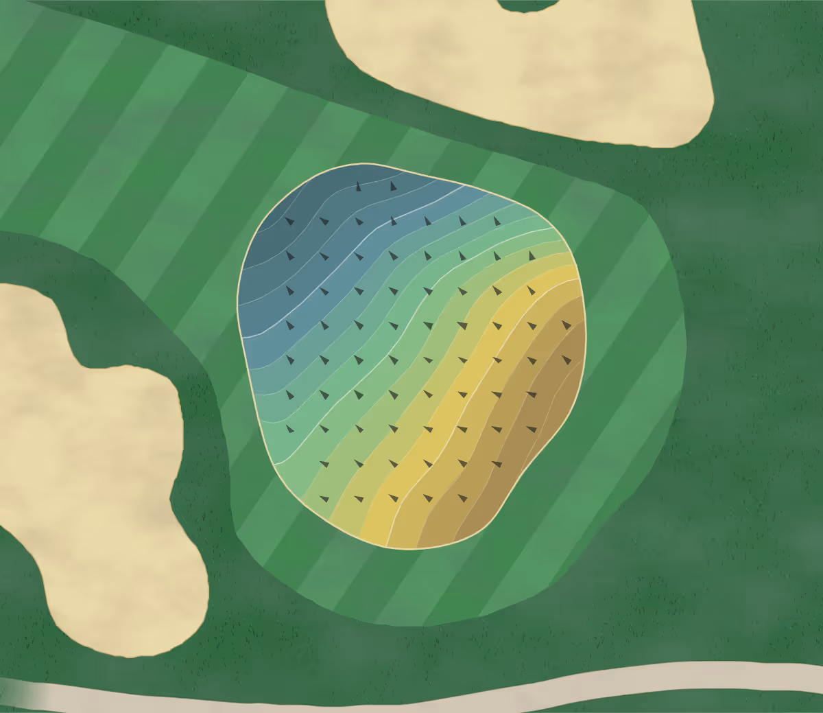 Green contour map of Pheasant Ridge in Cedar Falls, Iowa — 156 elevation contours at a 3-inch interval with fall-line arrows, traced from 1-meter lidar