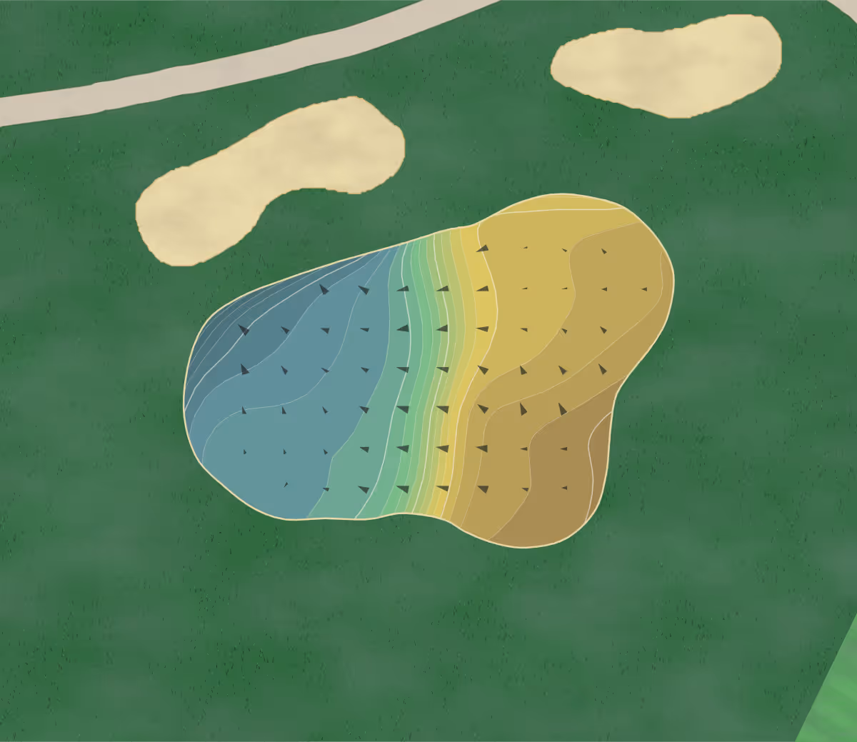 Green contour map of Rose Ridge in Gibsonia, Pennsylvania — 184 elevation contours at a 3-inch interval with fall-line arrows, traced from 1-meter lidar