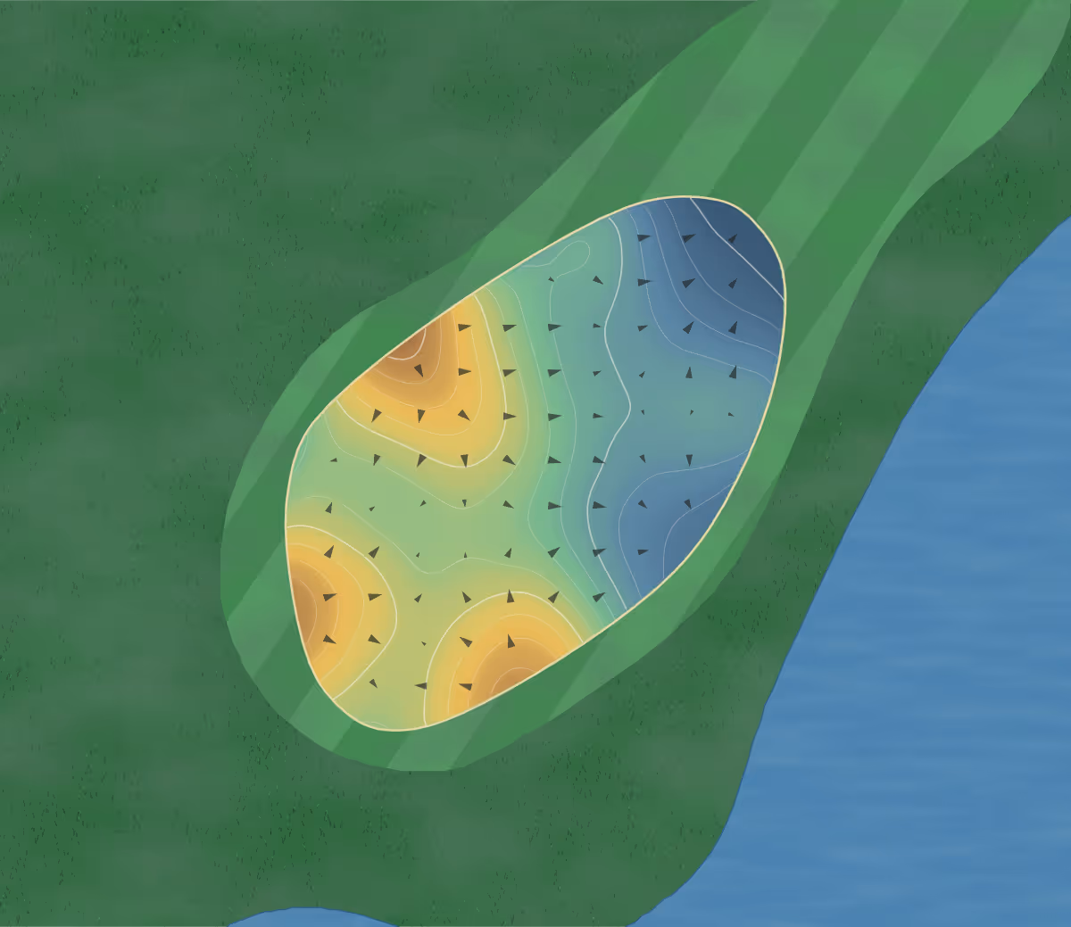 Green contour map of Pheasant Run in Kingfisher, Oklahoma: 220 elevation contours at a 3-inch interval with fall-line arrows, traced from 1-meter lidar