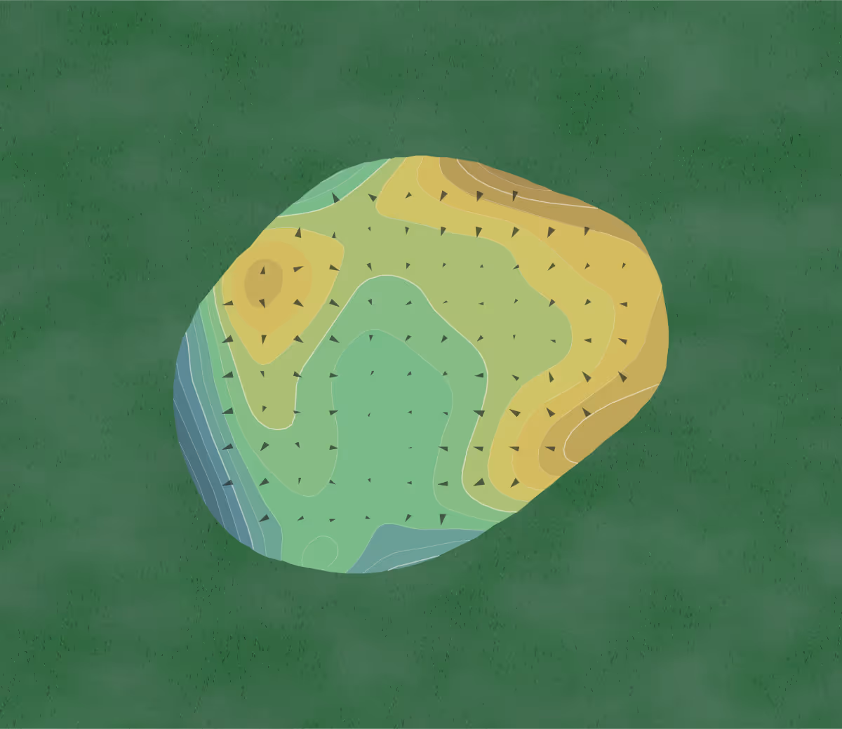 Green contour map of Pheasant Trails in Dumas, Texas — 105 elevation contours at a 3-inch interval with fall-line arrows, traced from 1-meter lidar