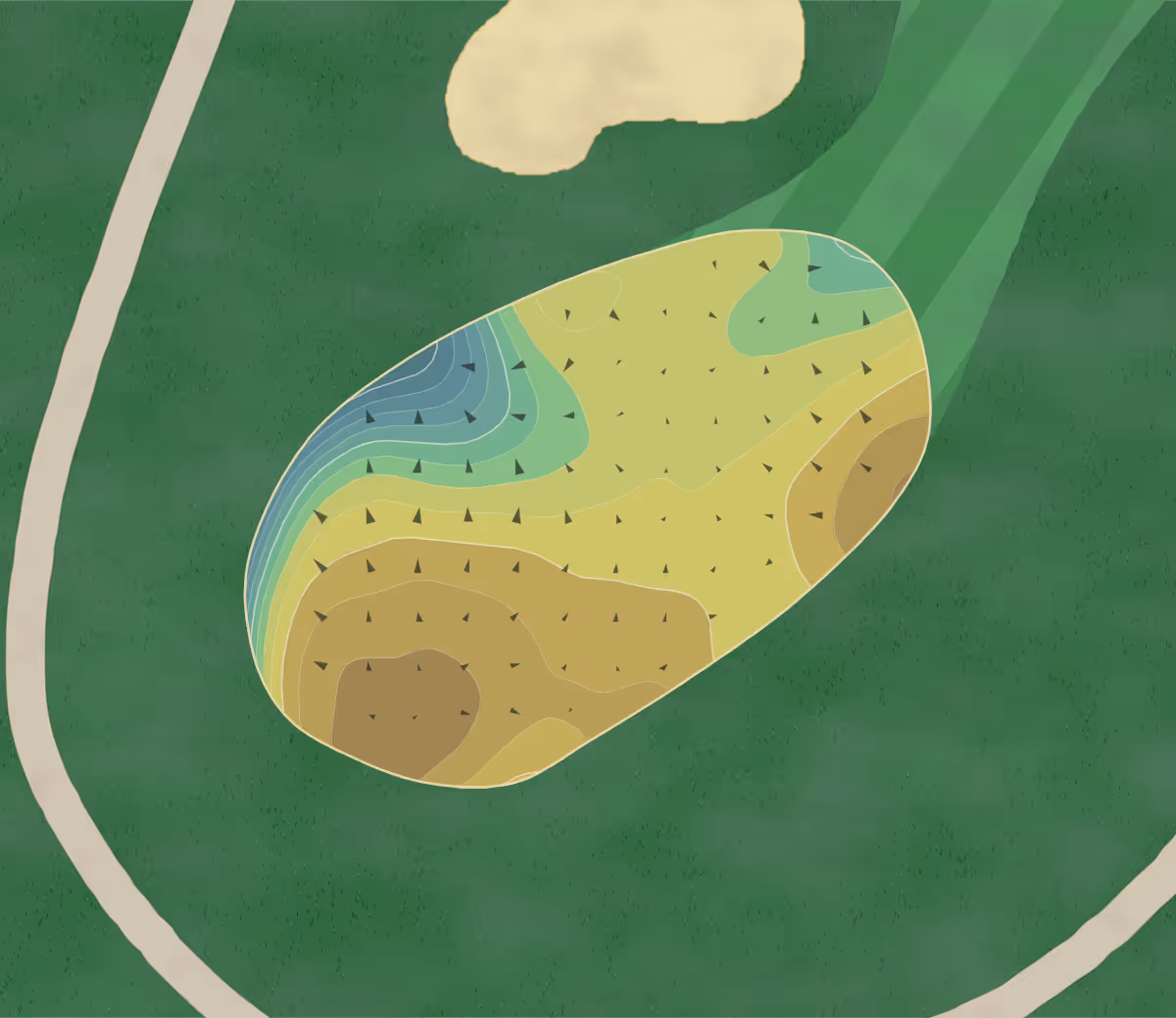 Green contour map of Rotella in New York, United States — 217 elevation contours at a 3-inch interval with fall-line arrows, traced from 1-meter lidar