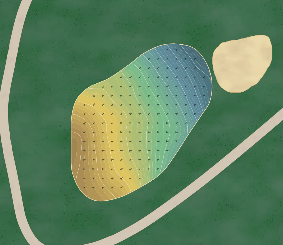 Green contour map of Pickering Valley in Phoenixville, Pennsylvania — 302 elevation contours at a 3-inch interval with fall-line arrows, traced from 1-meter lidar