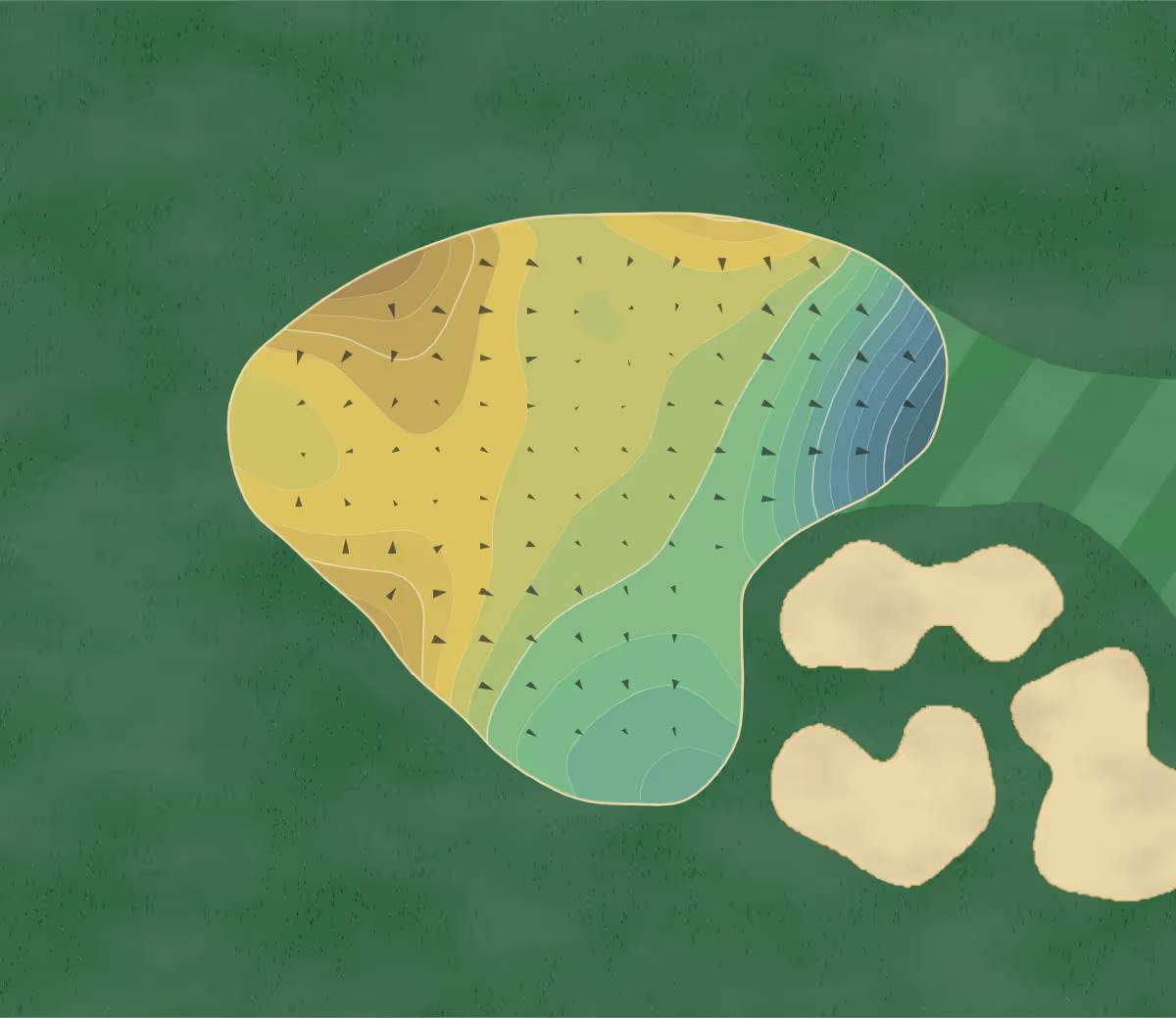 Green contour map of Piedmont Club - Haymarket in Haymarket, Virginia — 228 elevation contours at a 3-inch interval with fall-line arrows, traced from 1-meter lidar