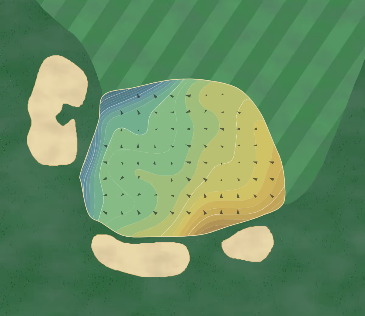 Green contour map of Pilgrim's in Pierson, Michigan — 262 elevation contours at a 3-inch interval with fall-line arrows, traced from 1-meter lidar