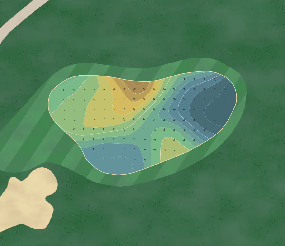 Green contour map of Pine Barrens in Jackson, New Jersey — 144 elevation contours at a 3-inch interval with fall-line arrows, traced from 1-meter lidar