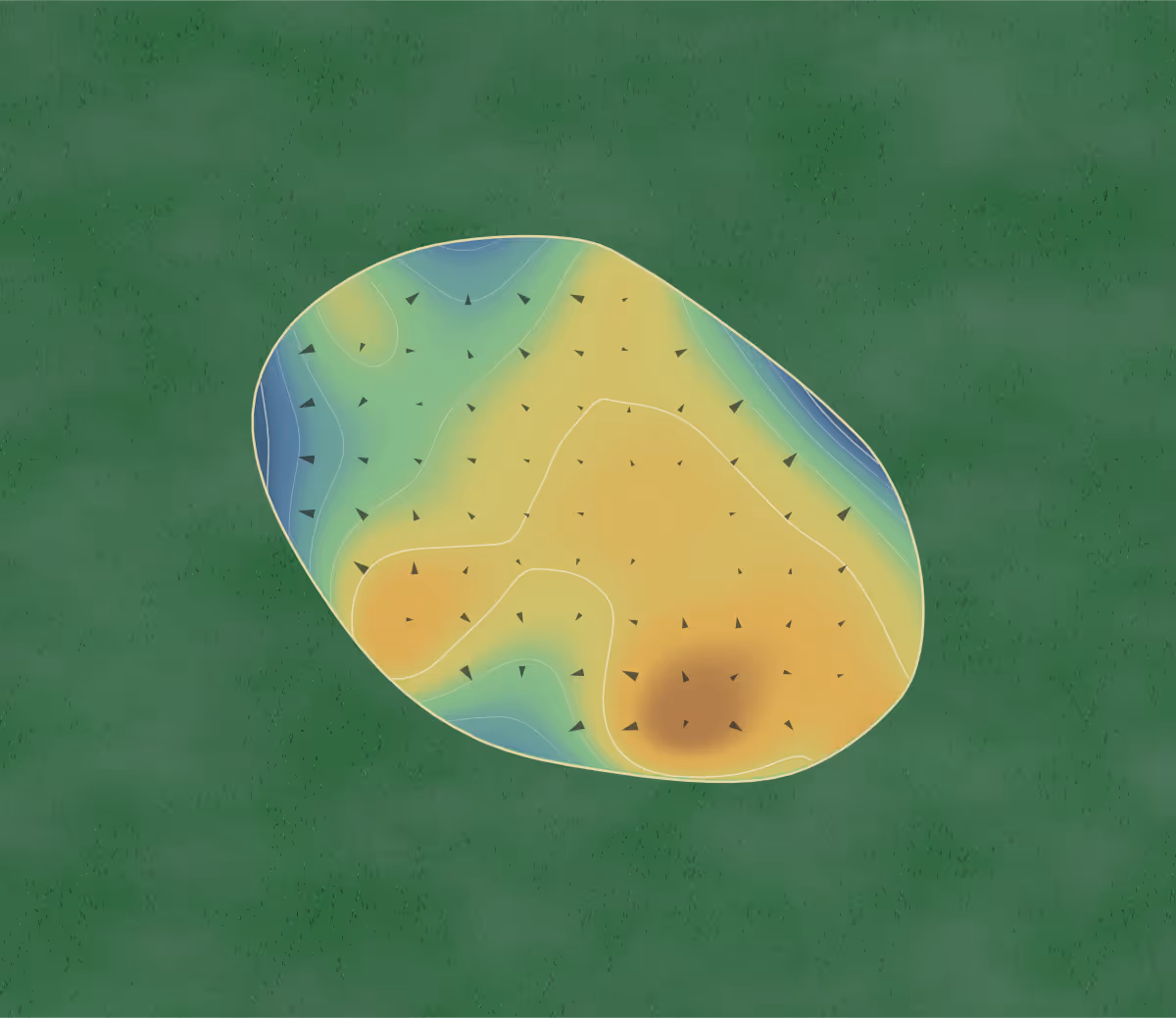 Green contour map of Pine Bay in Wichita, Kansas: 70 elevation contours at a 3-inch interval with fall-line arrows, traced from 1-meter lidar