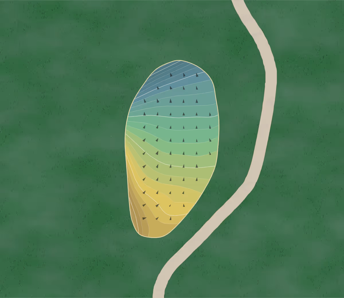 Green contour map of Pine Hill in Carroll, Ohio — 271 elevation contours at a 3-inch interval with fall-line arrows, traced from 1-meter lidar