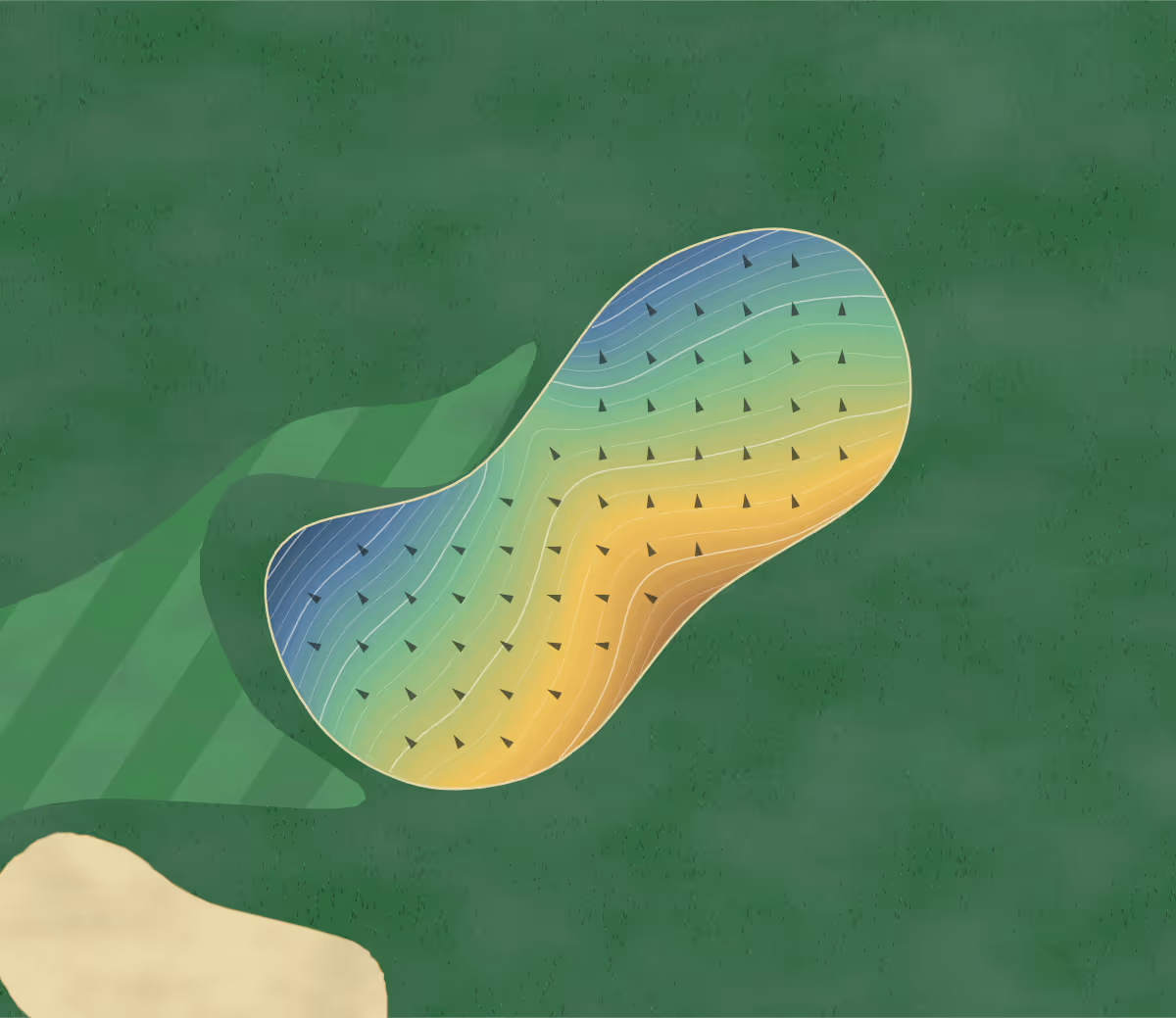 Green contour map of Pine Hills in Laingsburg, Michigan: 213 elevation contours at a 3-inch interval with fall-line arrows, traced from 1-meter lidar