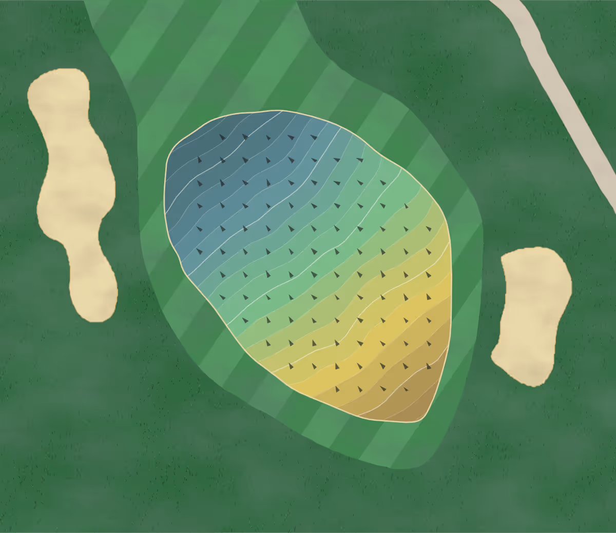 Green contour map of Pine Knob in Clarkston, Michigan — 205 elevation contours at a 3-inch interval with fall-line arrows, traced from 1-meter lidar