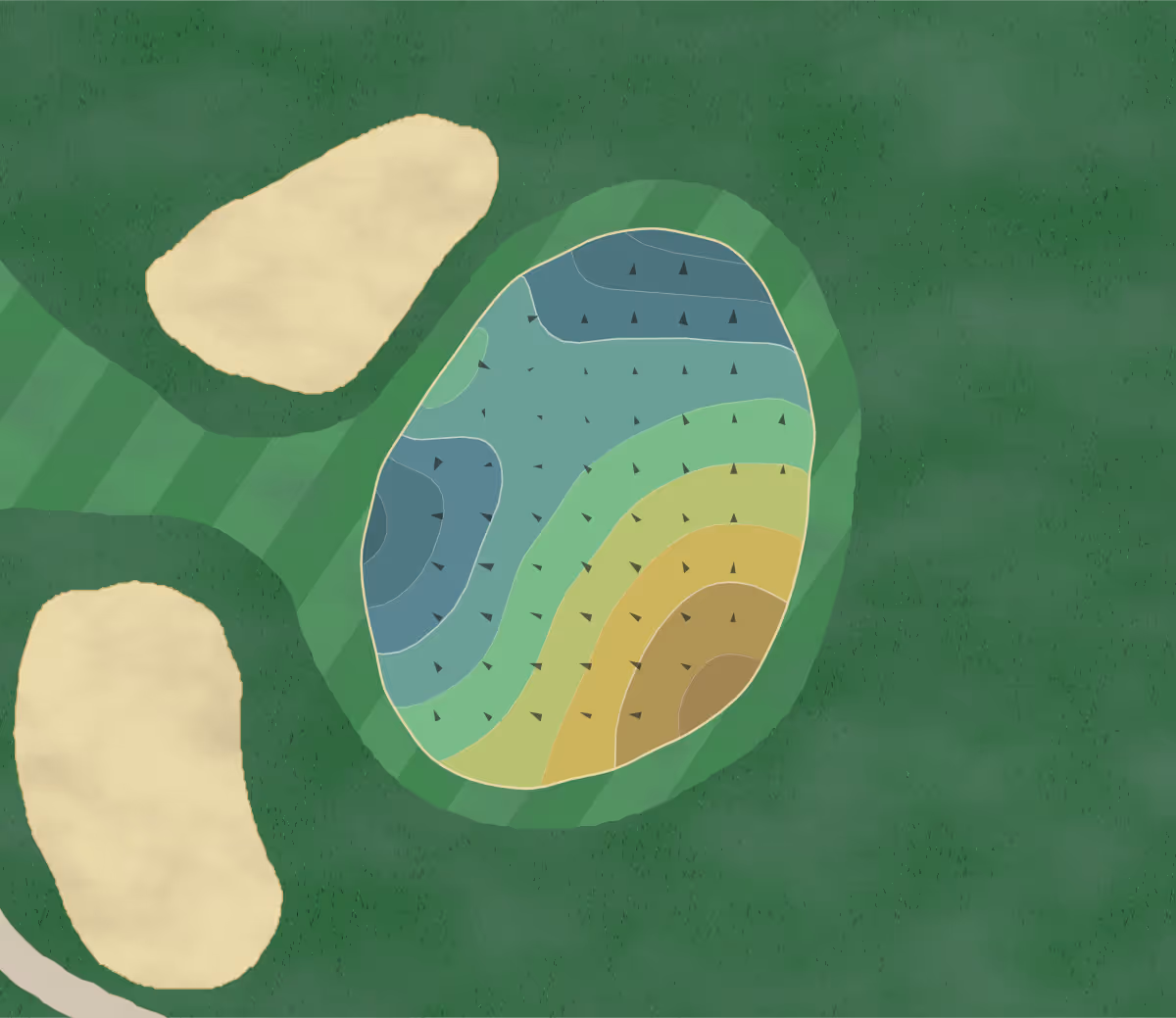 Green contour map of Pine Lakes in Washington, Illinois — 143 elevation contours at a 3-inch interval with fall-line arrows, traced from 1-meter lidar