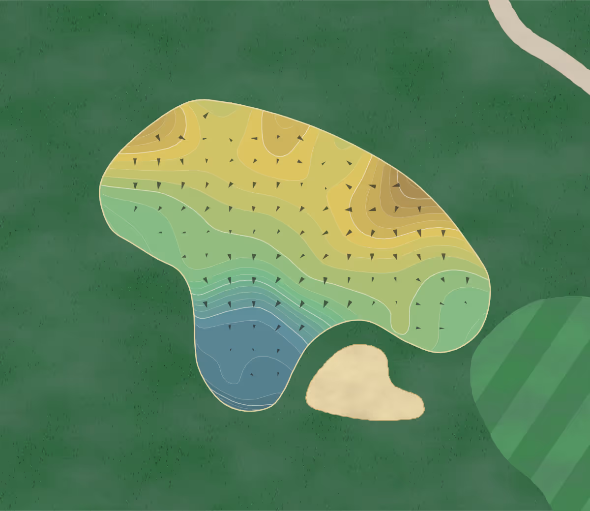 Green contour map of Pine Lakes in Palm Coast, Florida — 239 elevation contours at a 3-inch interval with fall-line arrows, traced from 1-meter lidar