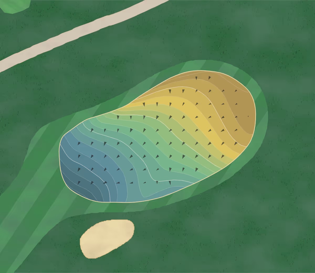 Green contour map of Pine Mountain in Groveland, California — 238 elevation contours at a 3-inch interval with fall-line arrows, traced from 1-meter lidar