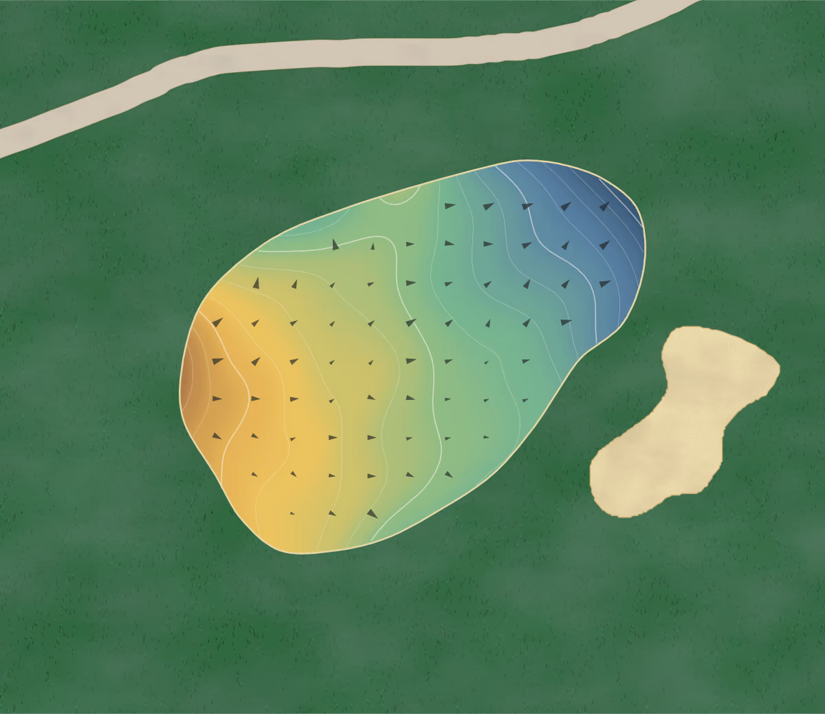 Green contour map of Pine Oaks in Robins AFB, Georgia: 161 elevation contours at a 3-inch interval with fall-line arrows, traced from 1-meter lidar