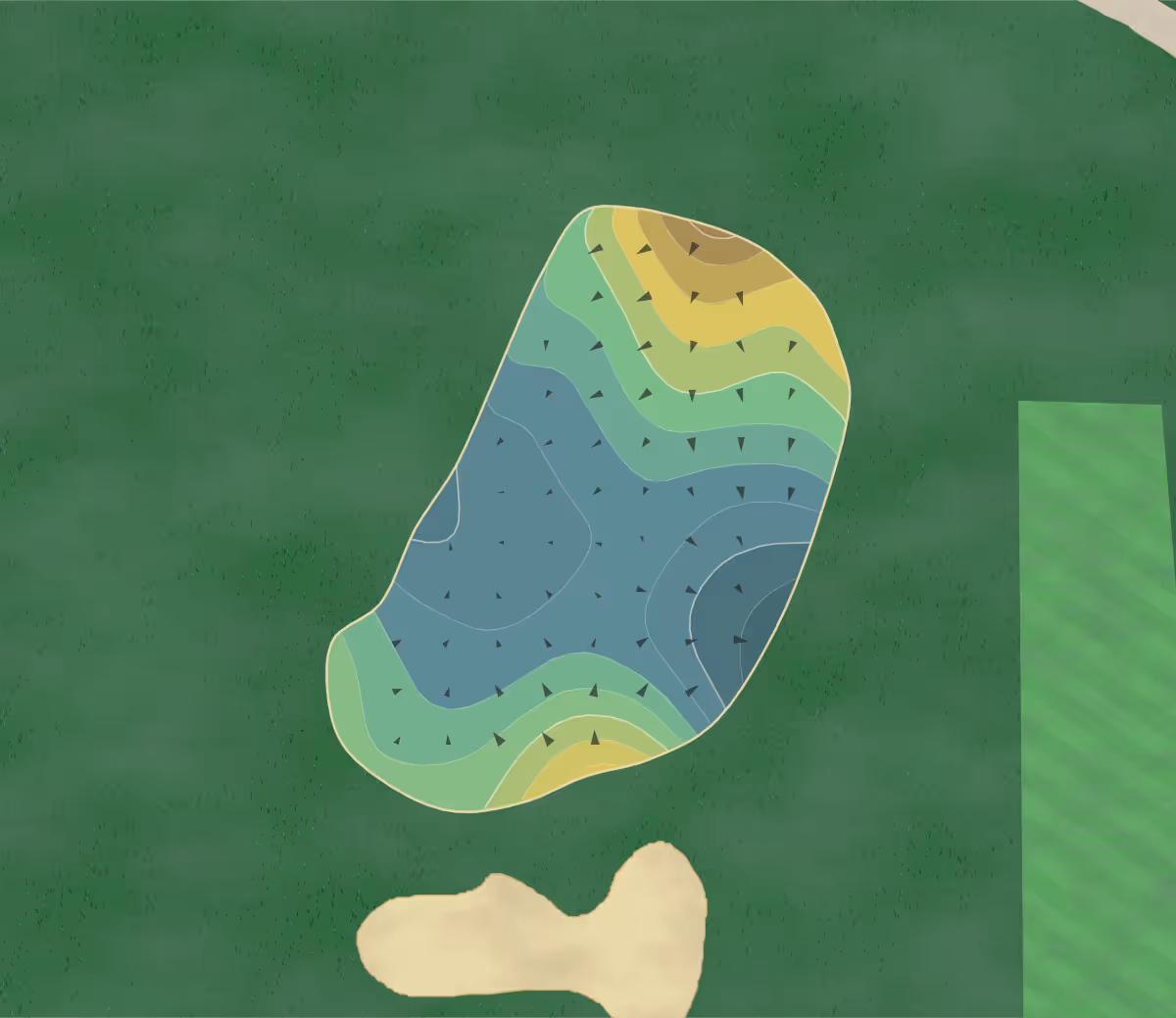 Green contour map of Pine Oaks in Robins AFB, Georgia — 167 elevation contours at a 3-inch interval with fall-line arrows, traced from 1-meter lidar