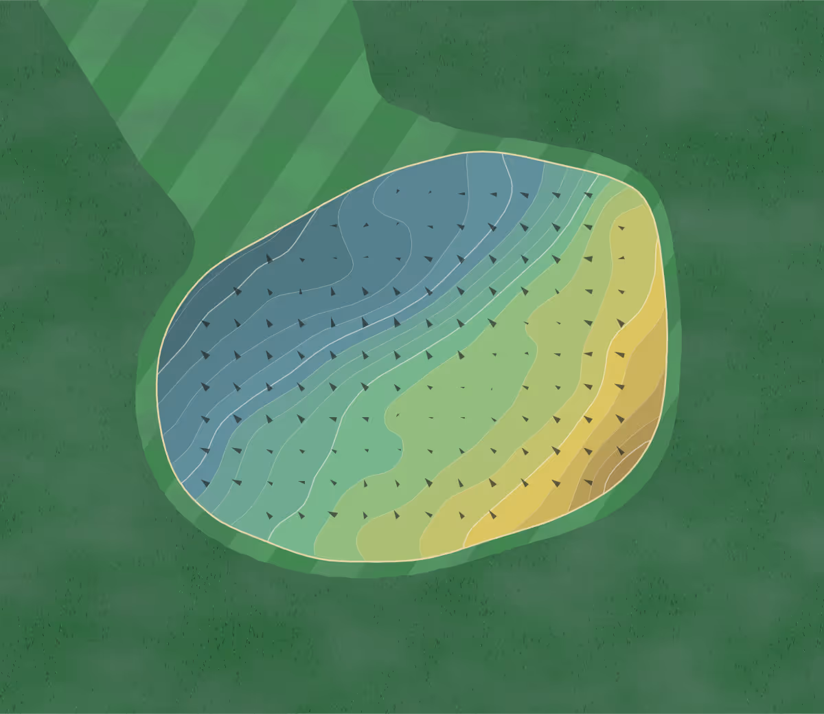 Green contour map of Pine View in Three Rivers, Michigan — 217 elevation contours at a 3-inch interval with fall-line arrows, traced from 1-meter lidar