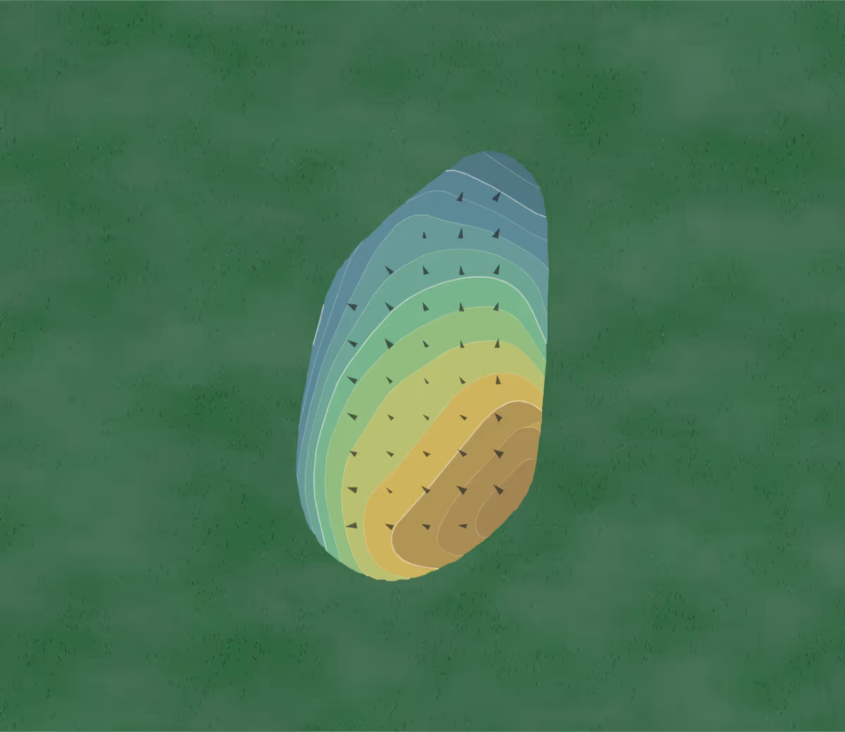 Green contour map of Pinecrest Country Club in Pelham, Georgia — 110 elevation contours at a 3-inch interval with fall-line arrows, traced from 1-meter lidar
