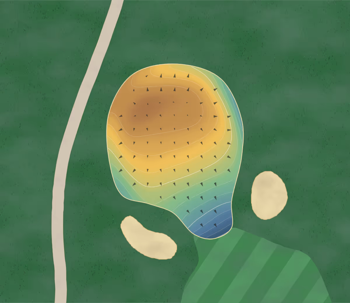 Green contour map of PineCrest in Lansdale, Pennsylvania — 193 elevation contours at a 3-inch interval with fall-line arrows, traced from 1-meter lidar