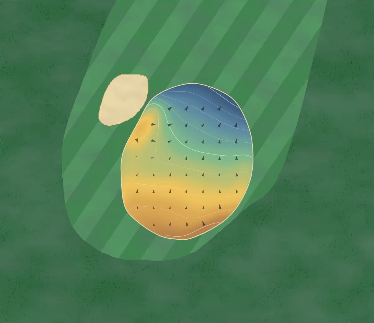 Green contour map of Pinehurst Gc in Pinehurst, Idaho — 57 elevation contours at a 3-inch interval with fall-line arrows, traced from 1-meter lidar