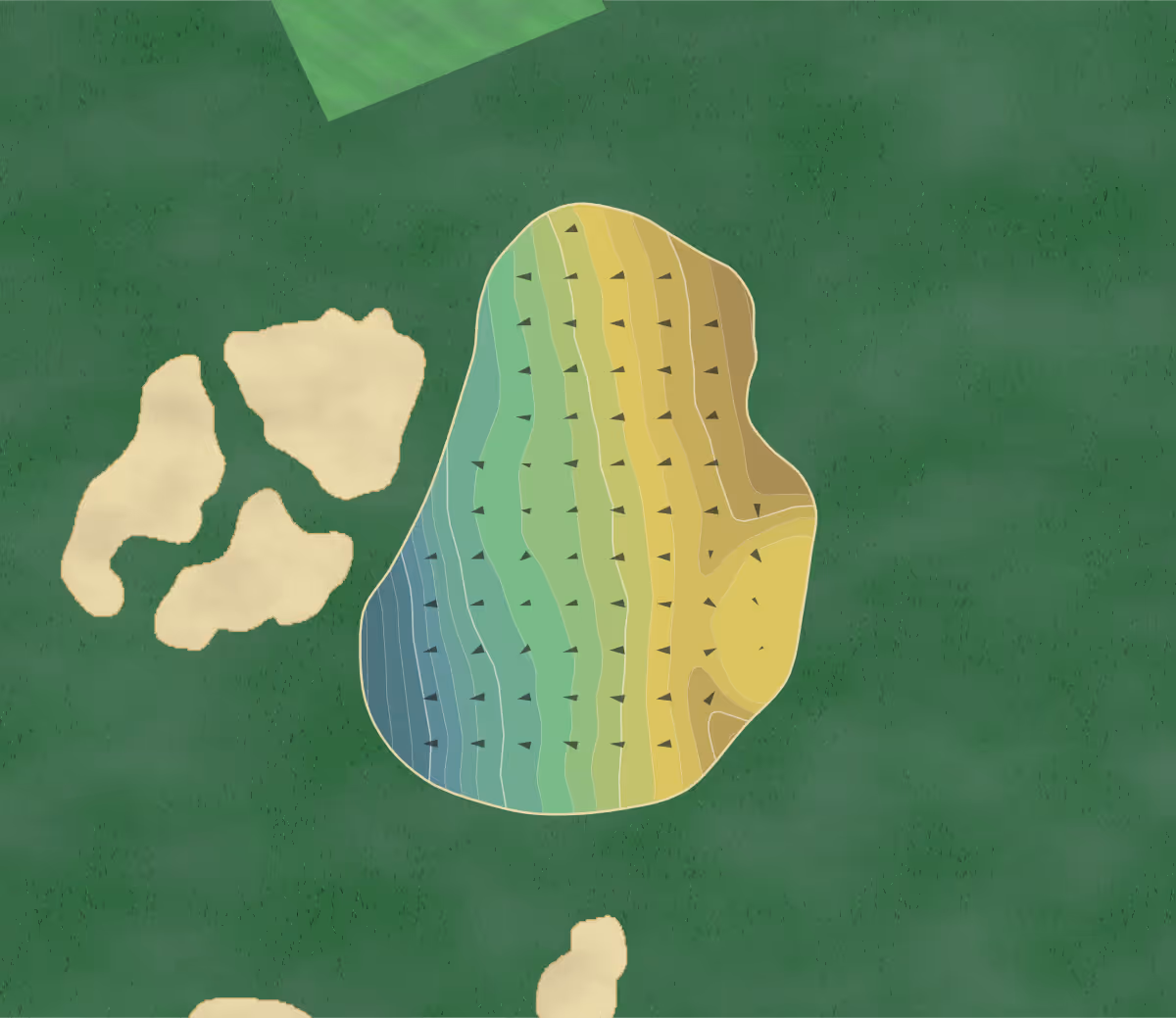 Green contour map of The Cradle in North Carolina, United States — 246 elevation contours at a 3-inch interval with fall-line arrows, traced from 1-meter lidar