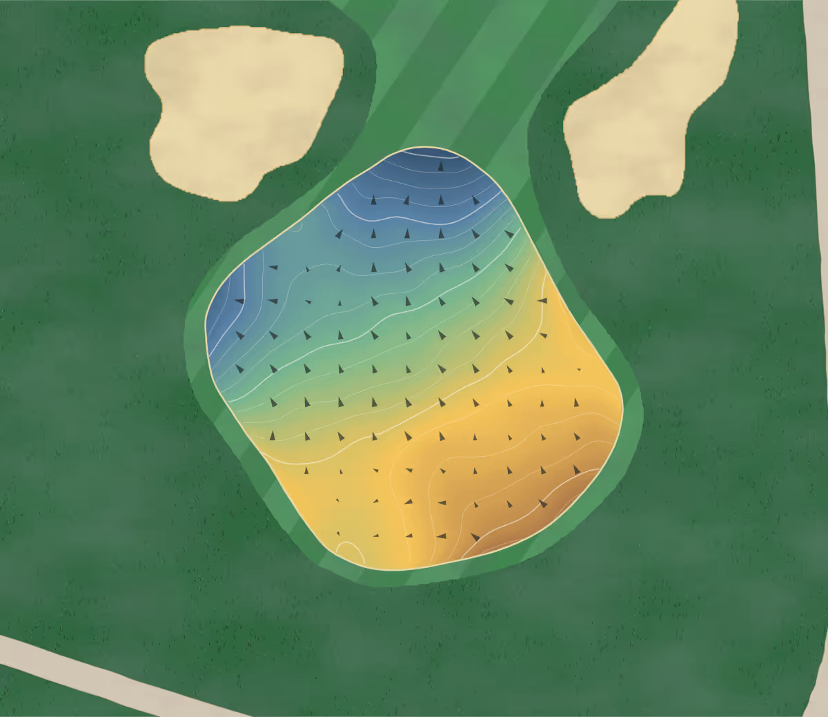 Green contour map of Pinewood in Asheboro, North Carolina — 243 elevation contours at a 3-inch interval with fall-line arrows, traced from 1-meter lidar