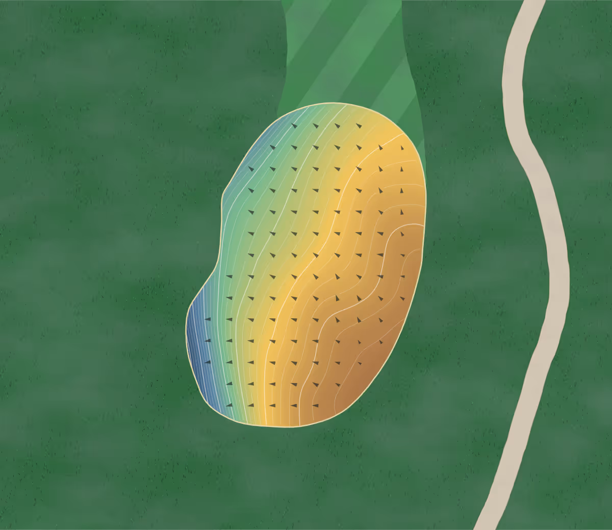 Green contour map of Pinnacle Cc in Milan, Illinois — 248 elevation contours at a 3-inch interval with fall-line arrows, traced from 1-meter lidar