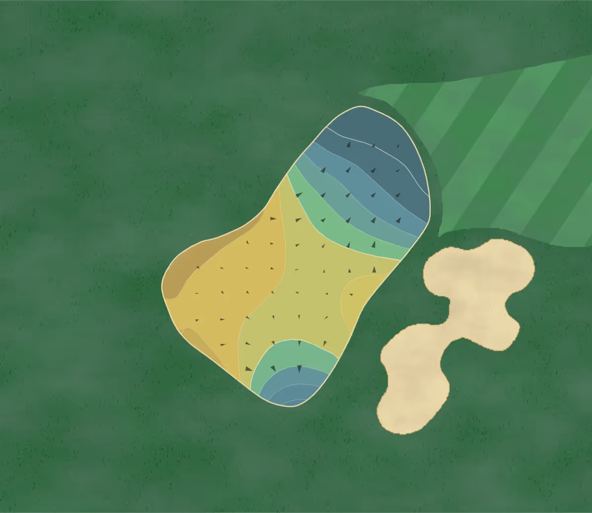 Green contour map of Pinnacle Peak in Scottsdale, Arizona — 124 elevation contours at a 3-inch interval with fall-line arrows, traced from 1-meter lidar