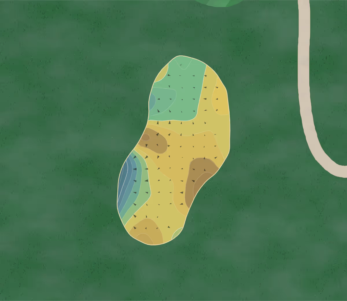 Green contour map of Pioneers Gc in Lincoln, Nebraska — 199 elevation contours at a 3-inch interval with fall-line arrows, traced from 1-meter lidar