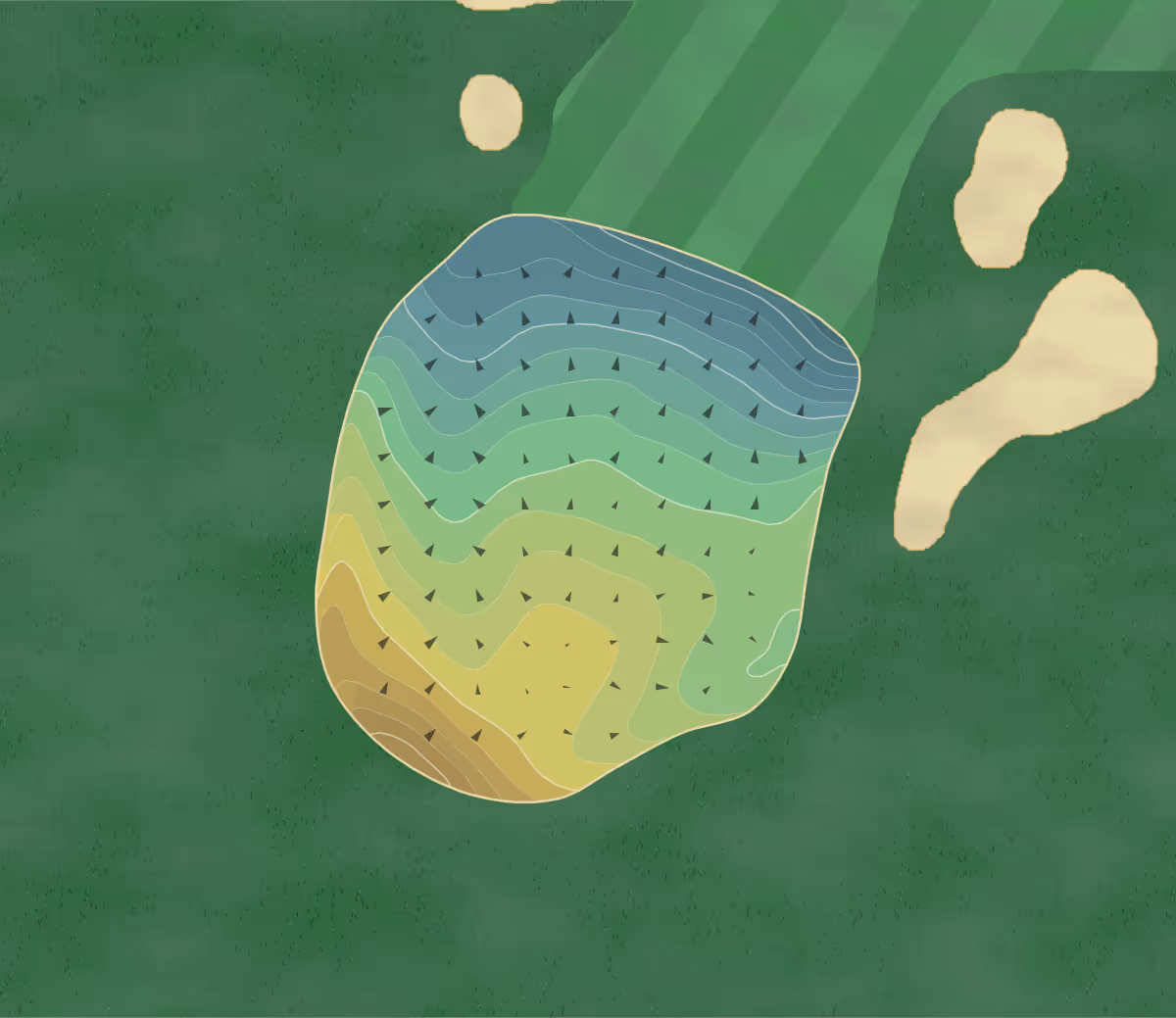 Green contour map of Plainfield West Nine in Edison, New Jersey — 119 elevation contours at a 3-inch interval with fall-line arrows, traced from 1-meter lidar